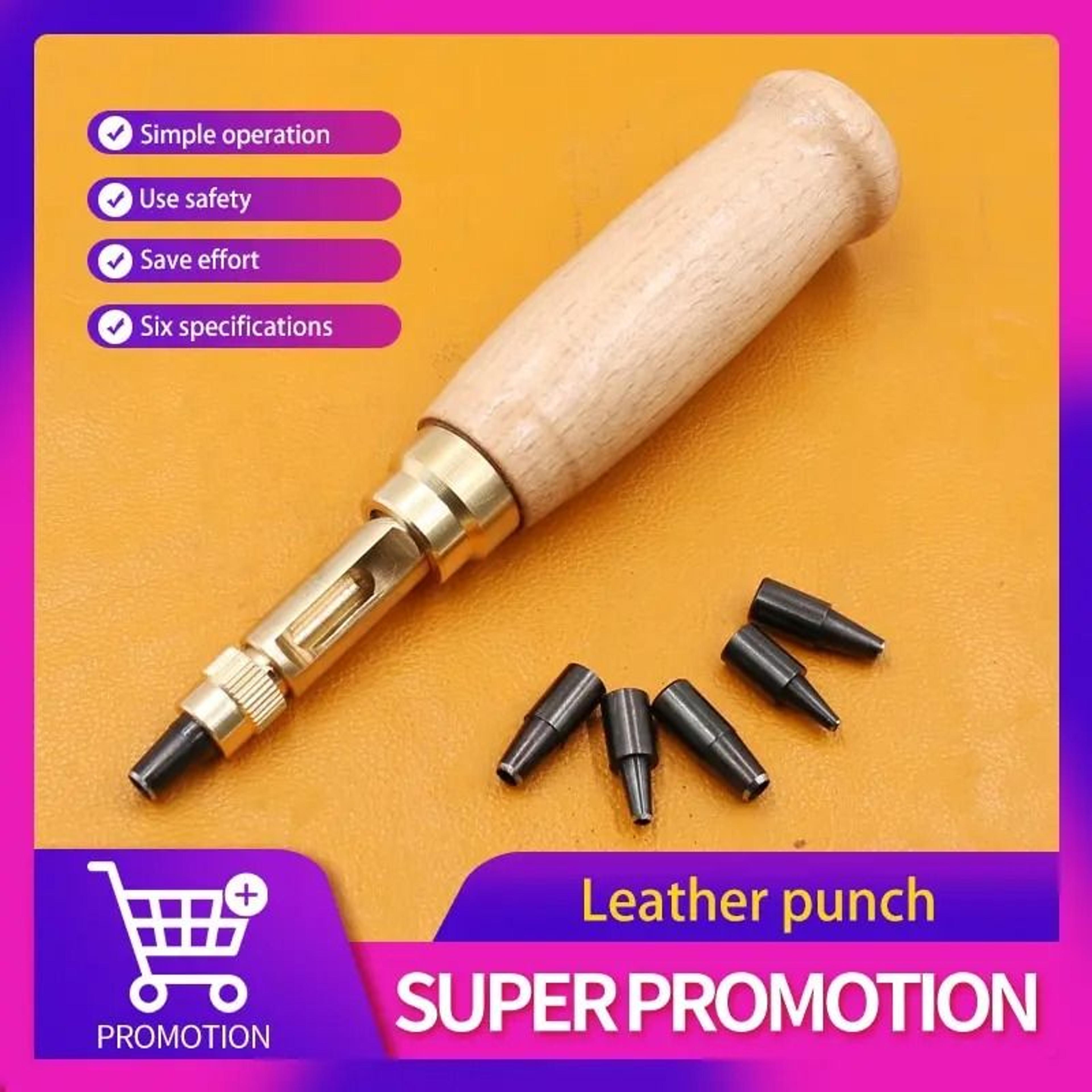 Automatic Rotary Screw Leather Hole Punch Tool Set 6 Tips 15mm To 4mm 0