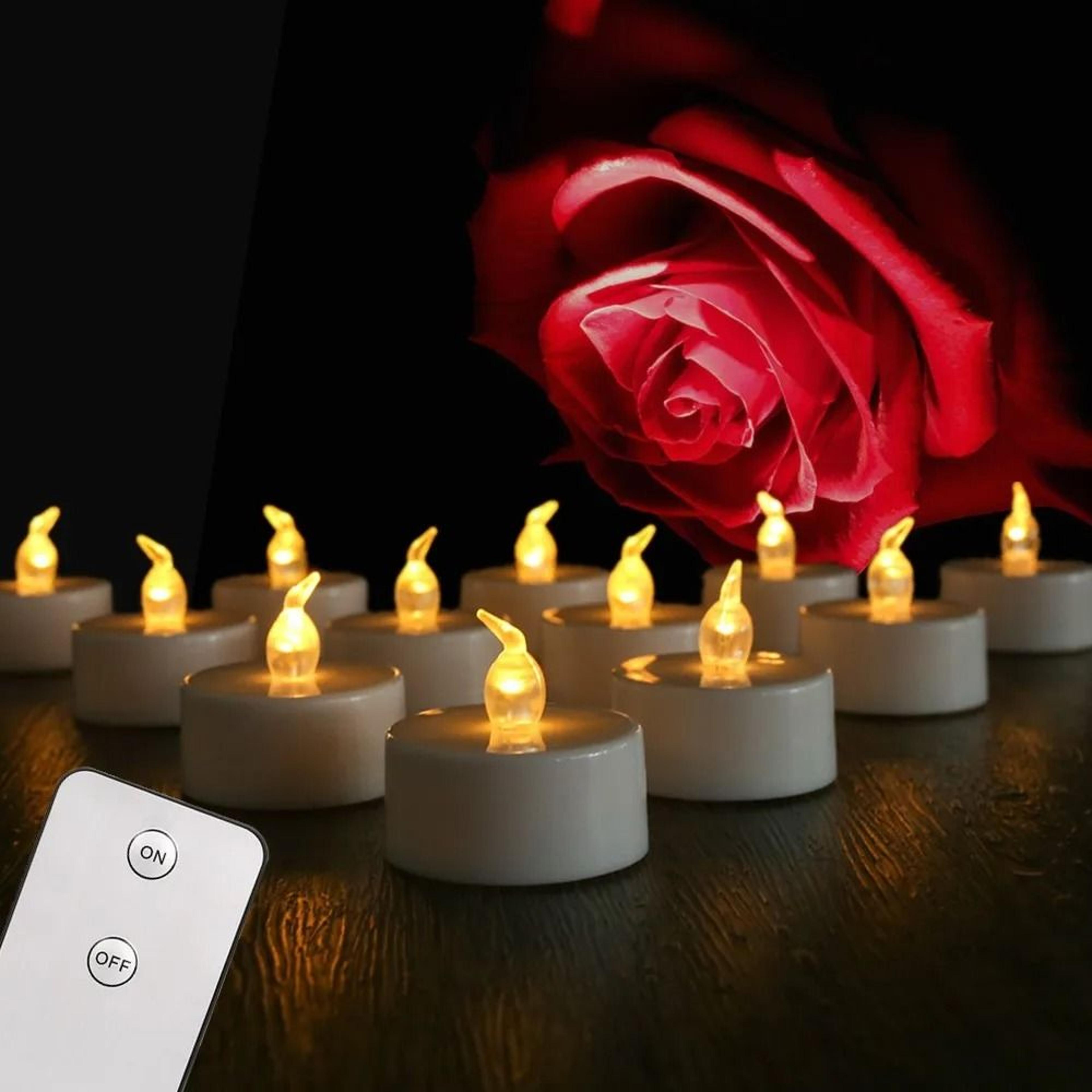 Flameless LED Tea Light Candles Flickering Warm Light Set Remote Control 0