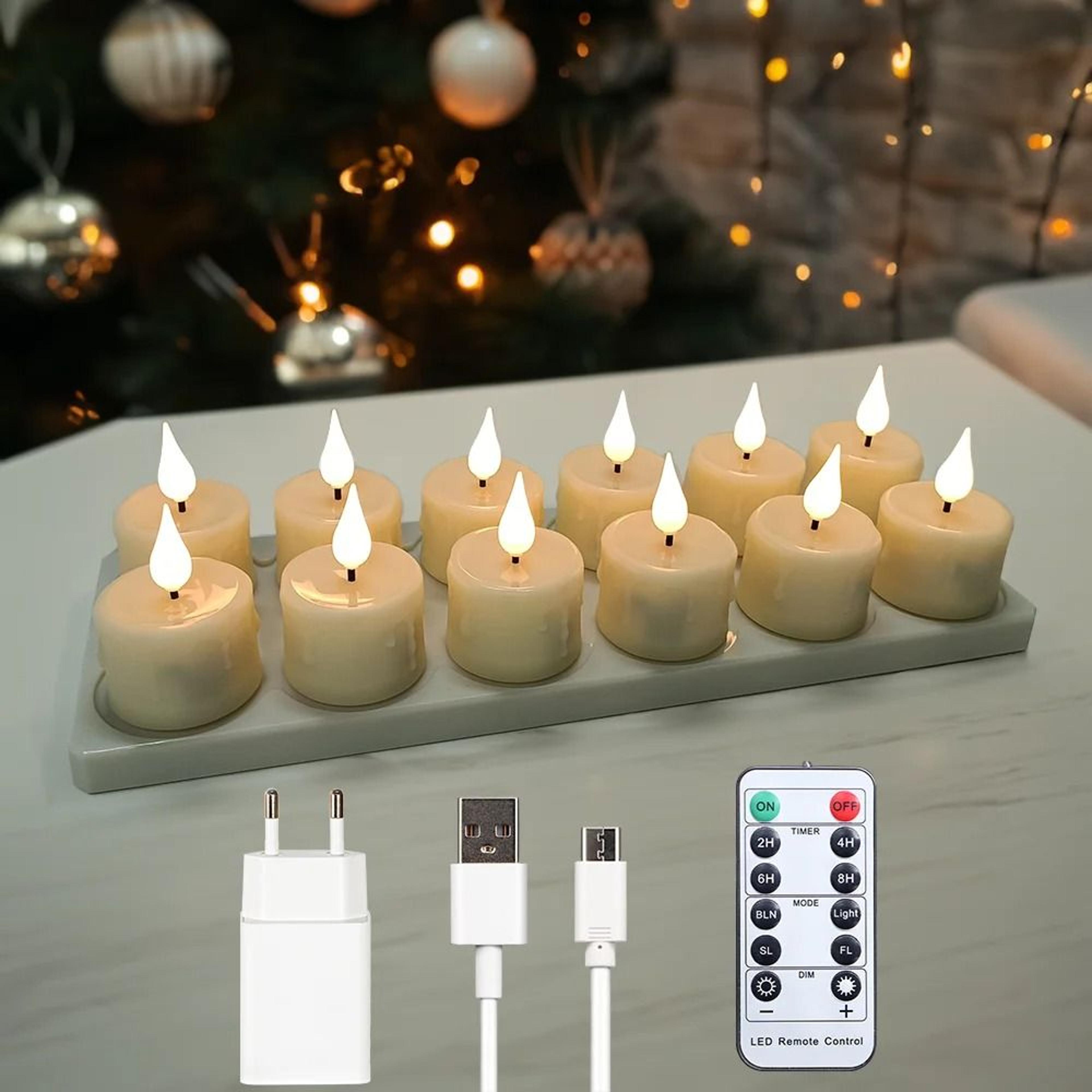 Rechargeable LED Candle Lamp Set Remote Control Flameless Ambiance Light 10