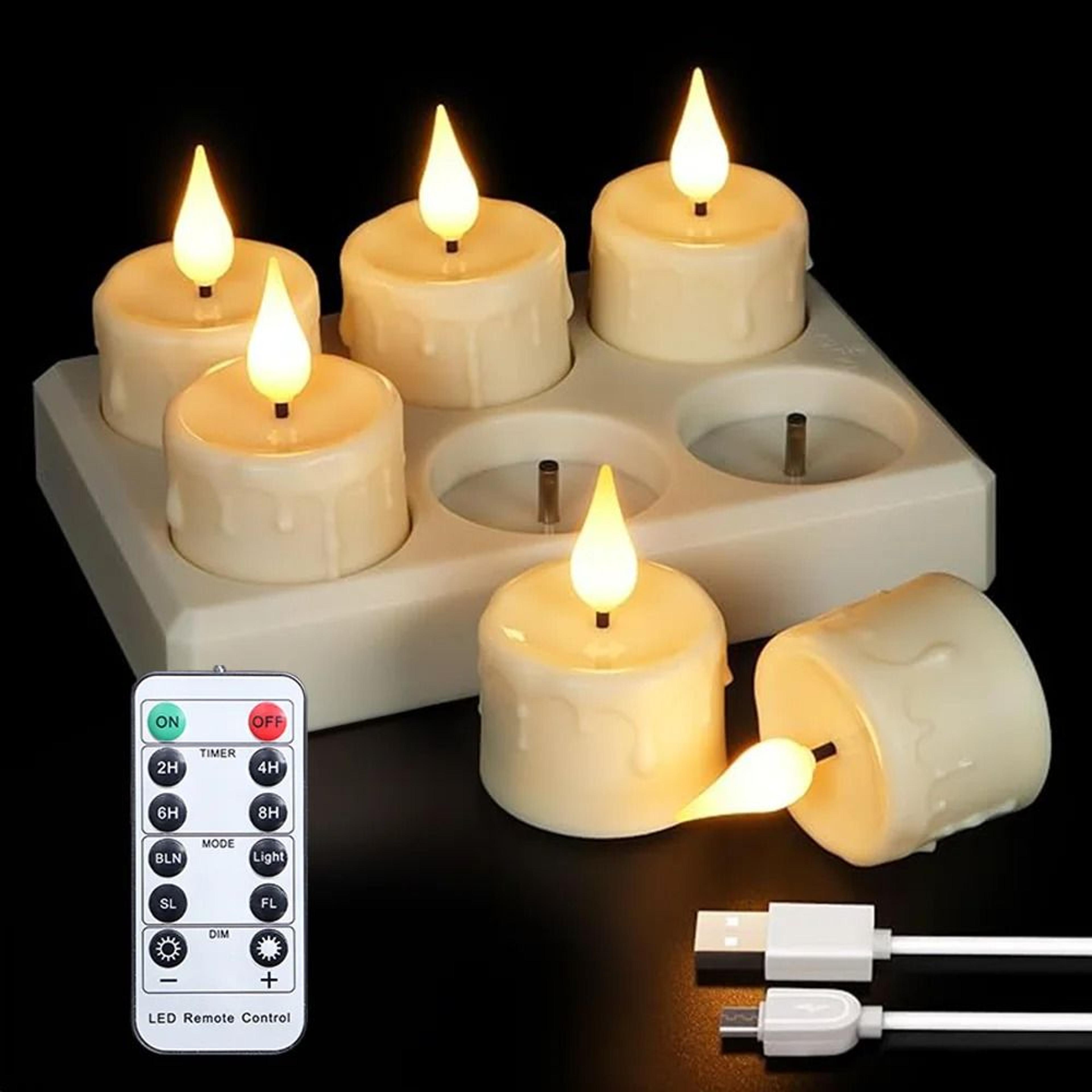 Rechargeable LED Candle Lamp Set Remote Control Flameless Ambiance Light 8