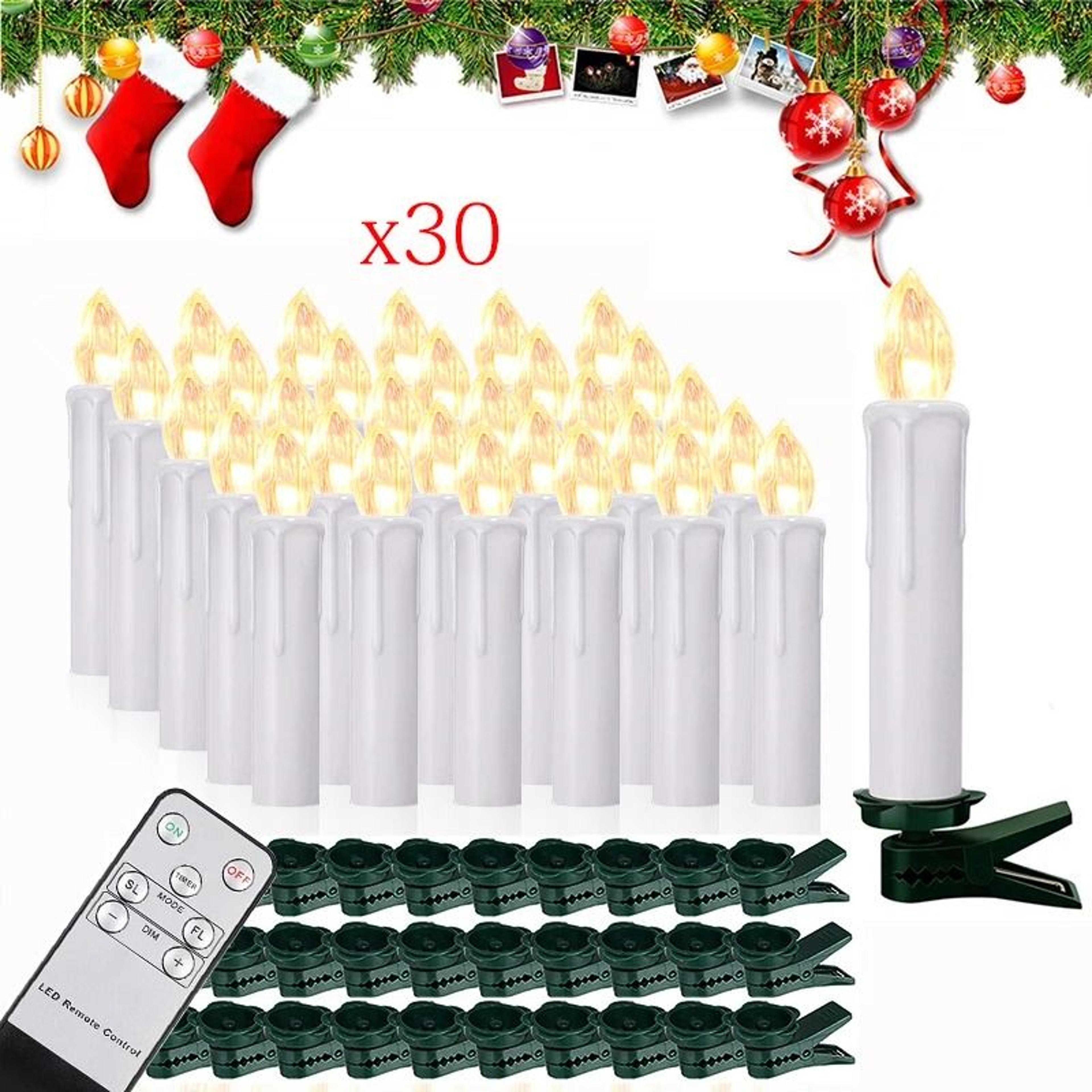 Waterproof Outdoor LED Candle Lights Remote Timer Flickering Clip Lamps Set 8