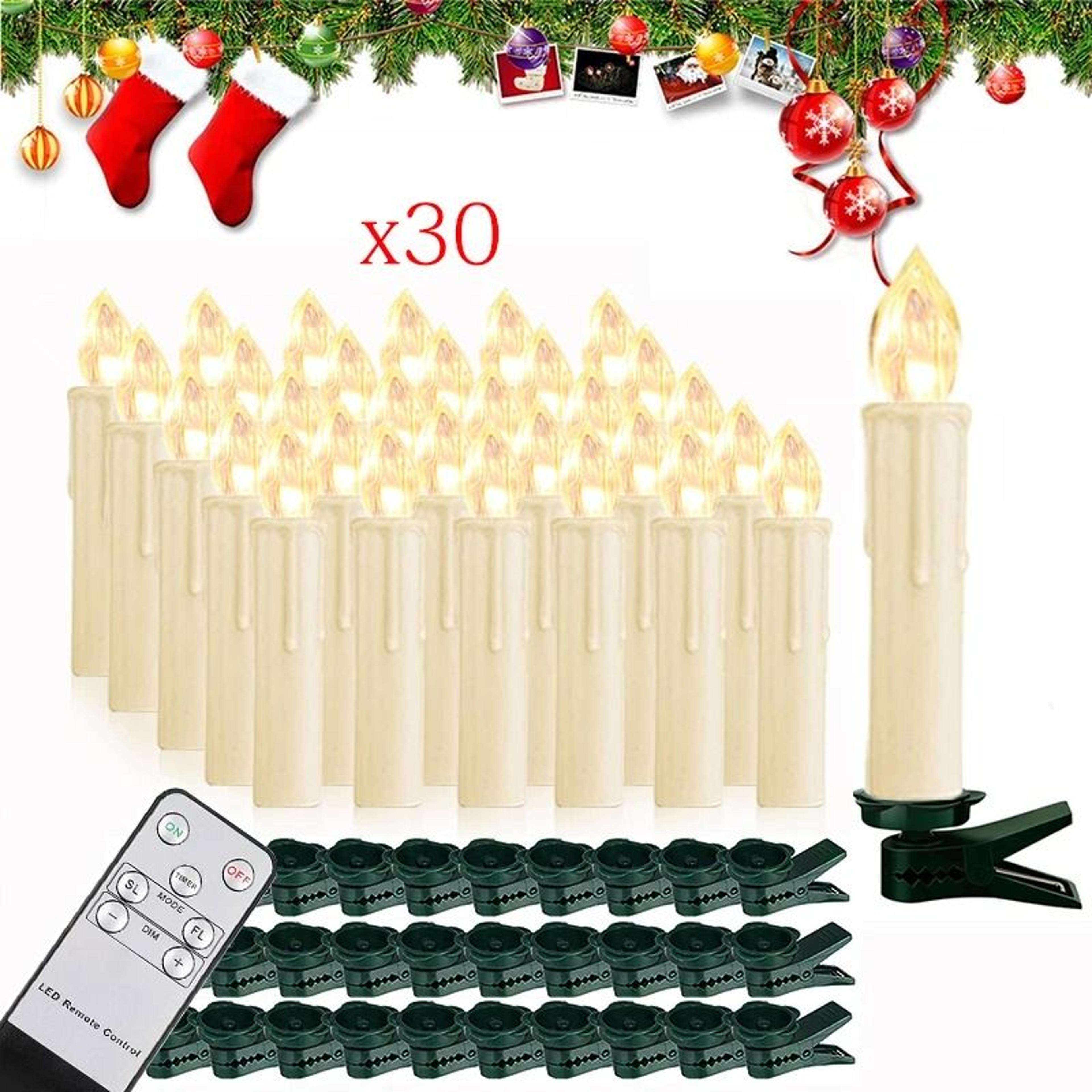 Waterproof Outdoor LED Candle Lights Remote Timer Flickering Clip Lamps Set 15