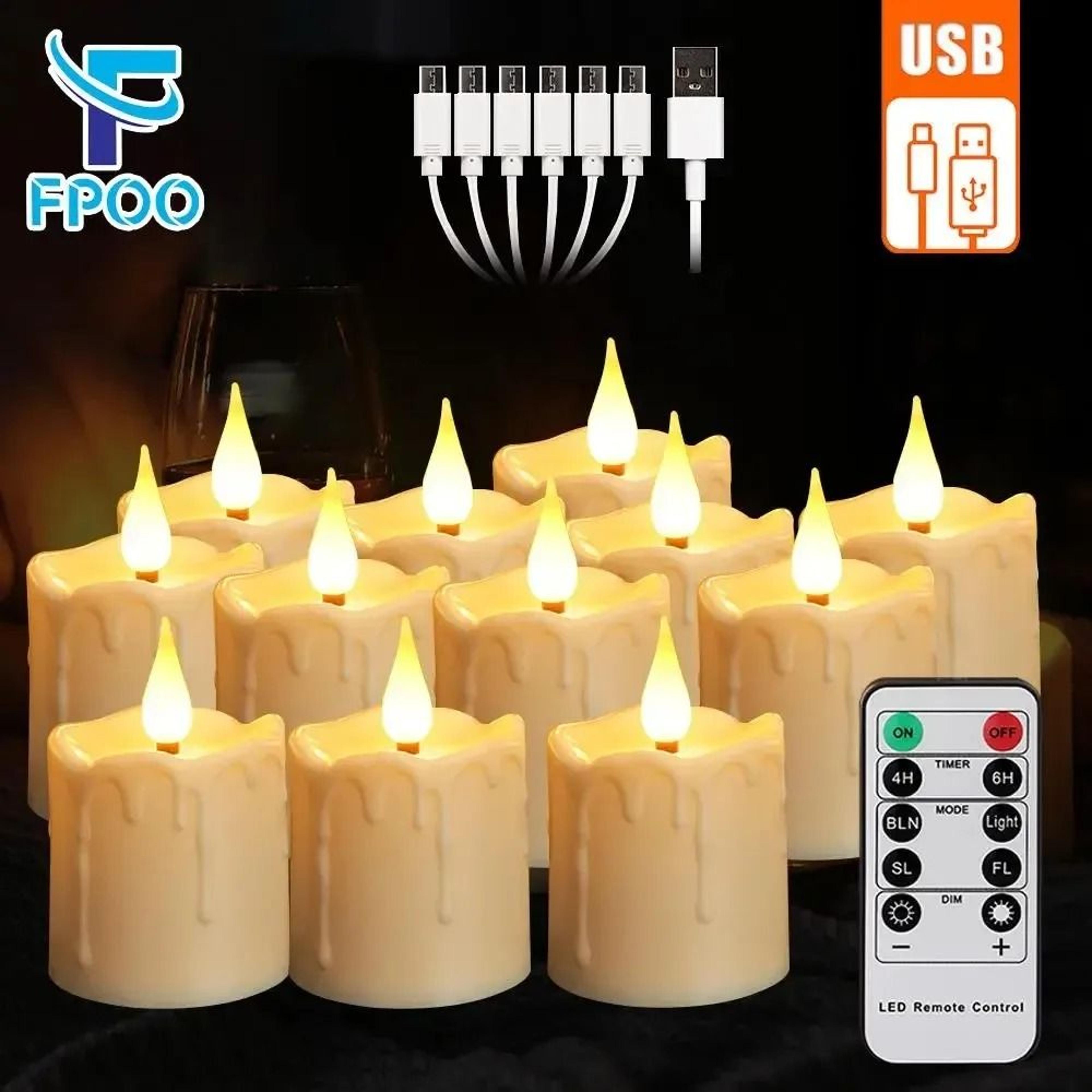Rechargeable LED Candles Waterproof Flameless Tea Lights Remote Control Timer Set 0