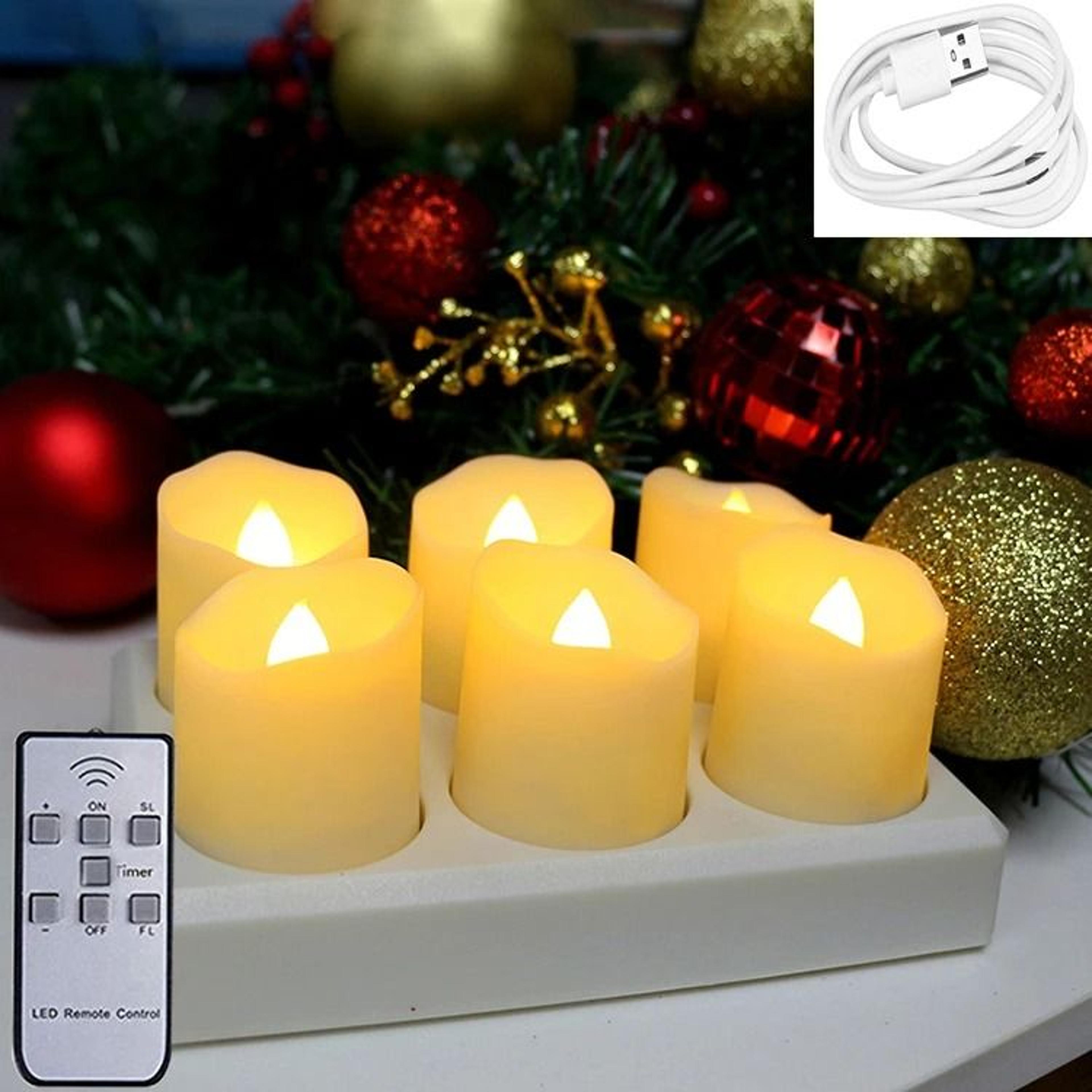 Rechargeable LED Tea Light Candles Wireless Remote Timer Set Room Decor 8