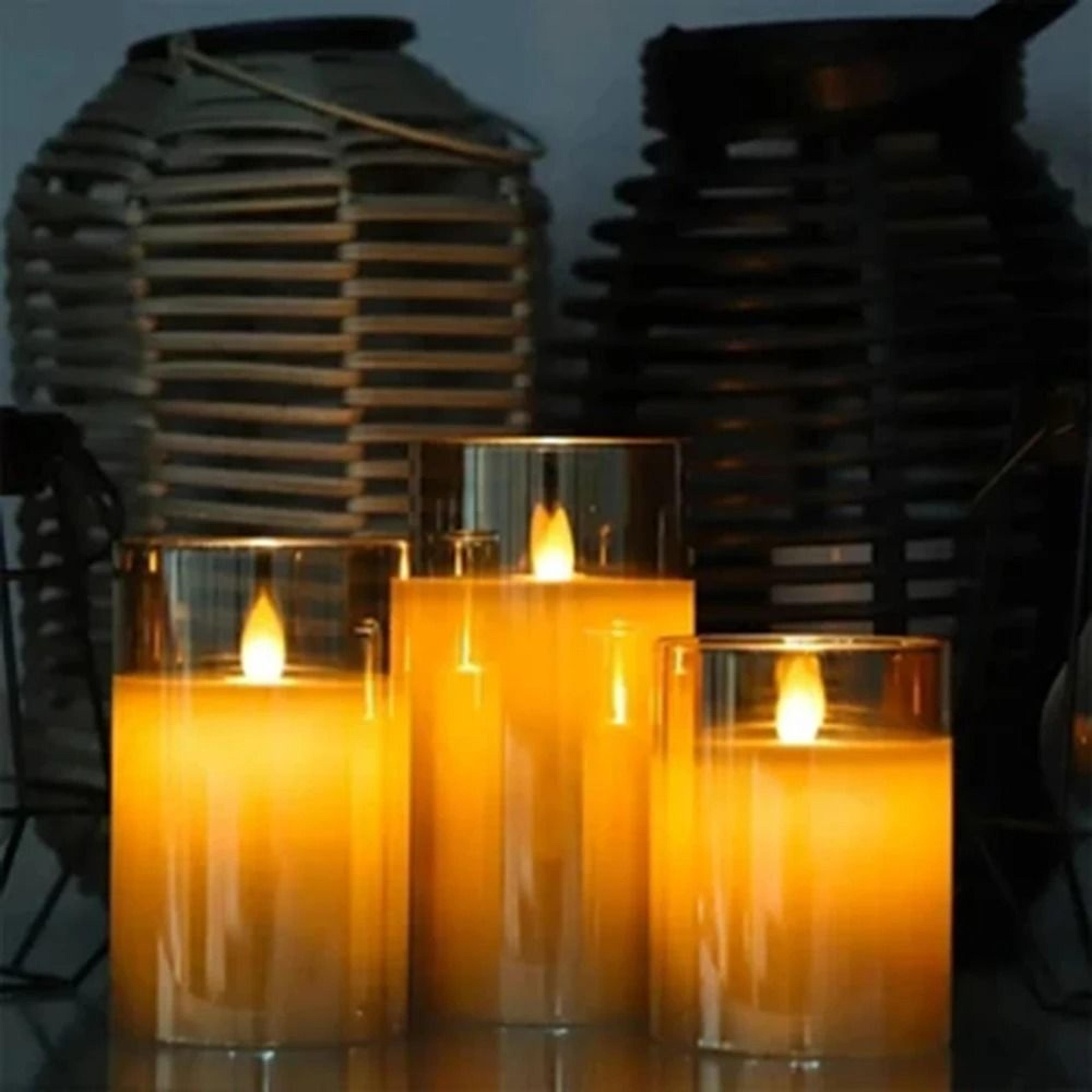 3pcs led flameless candles flickering remote control set festival party decor