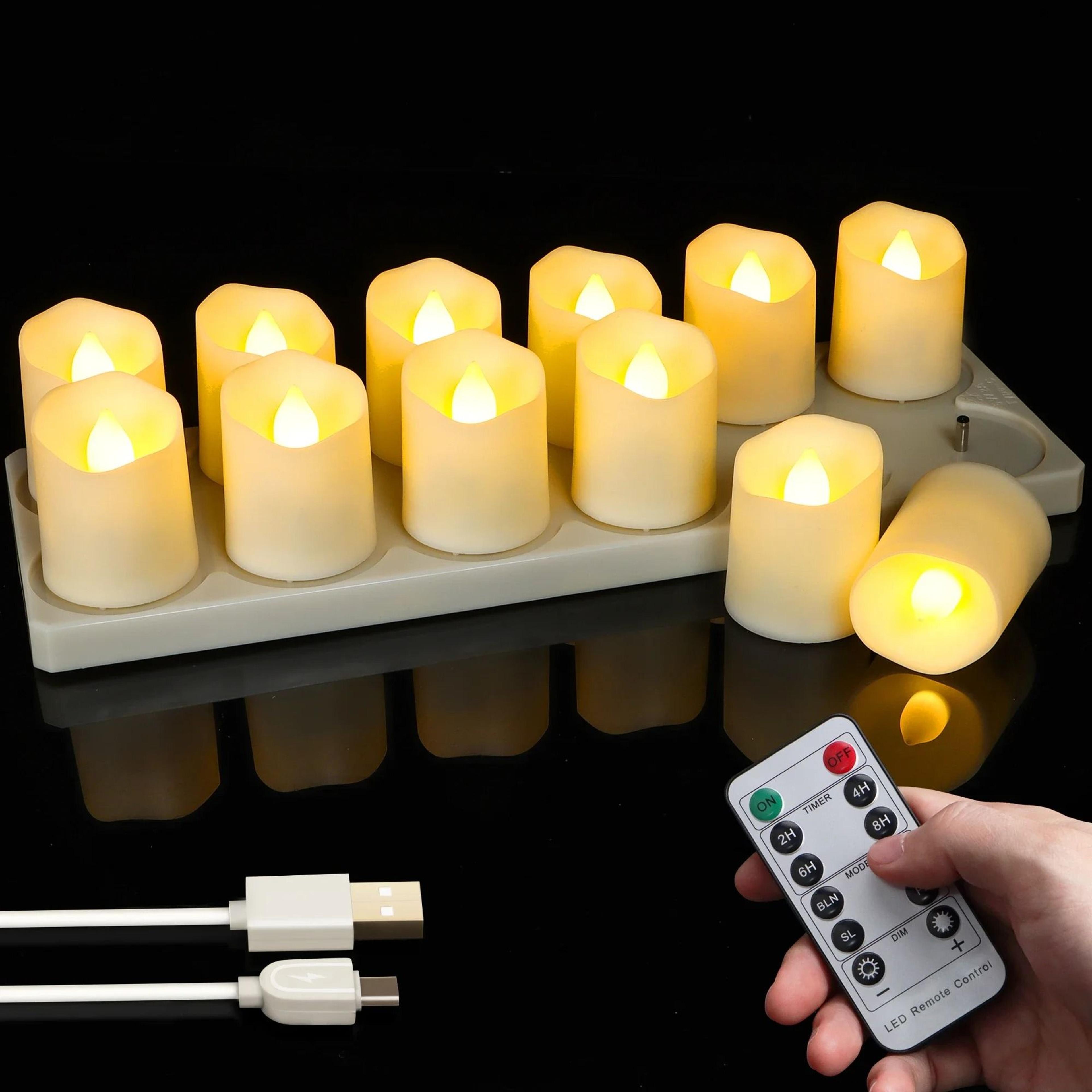 Rechargeable LED Tea Light Candles Wireless Remote Timer Set Home Decor 0
