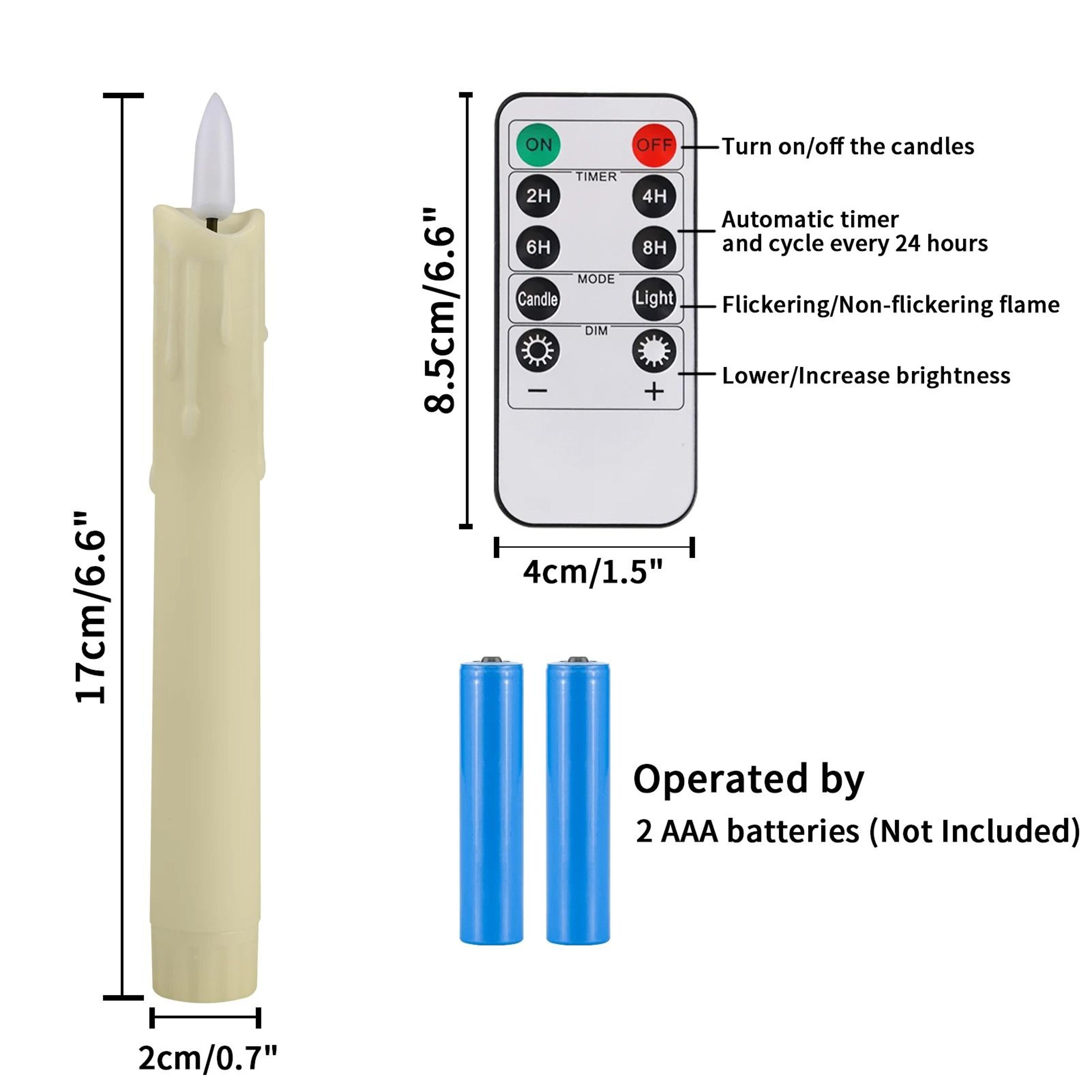 LED Flameless Flickering Taper Candles Remote Ivory Candlesticks Set 3