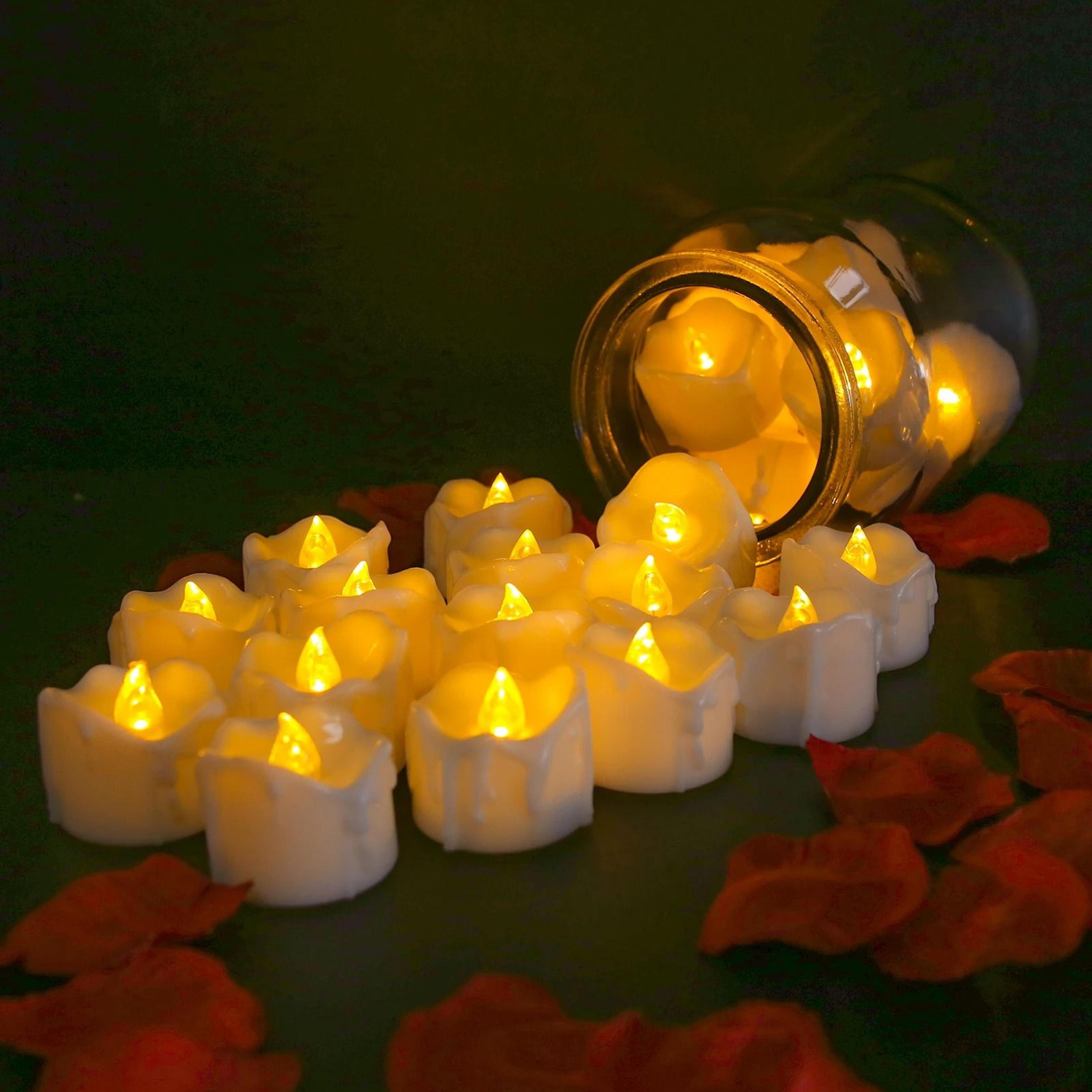 Remote Timer LED Tea Lights Battery Operated Flameless Votive Candles Set 2