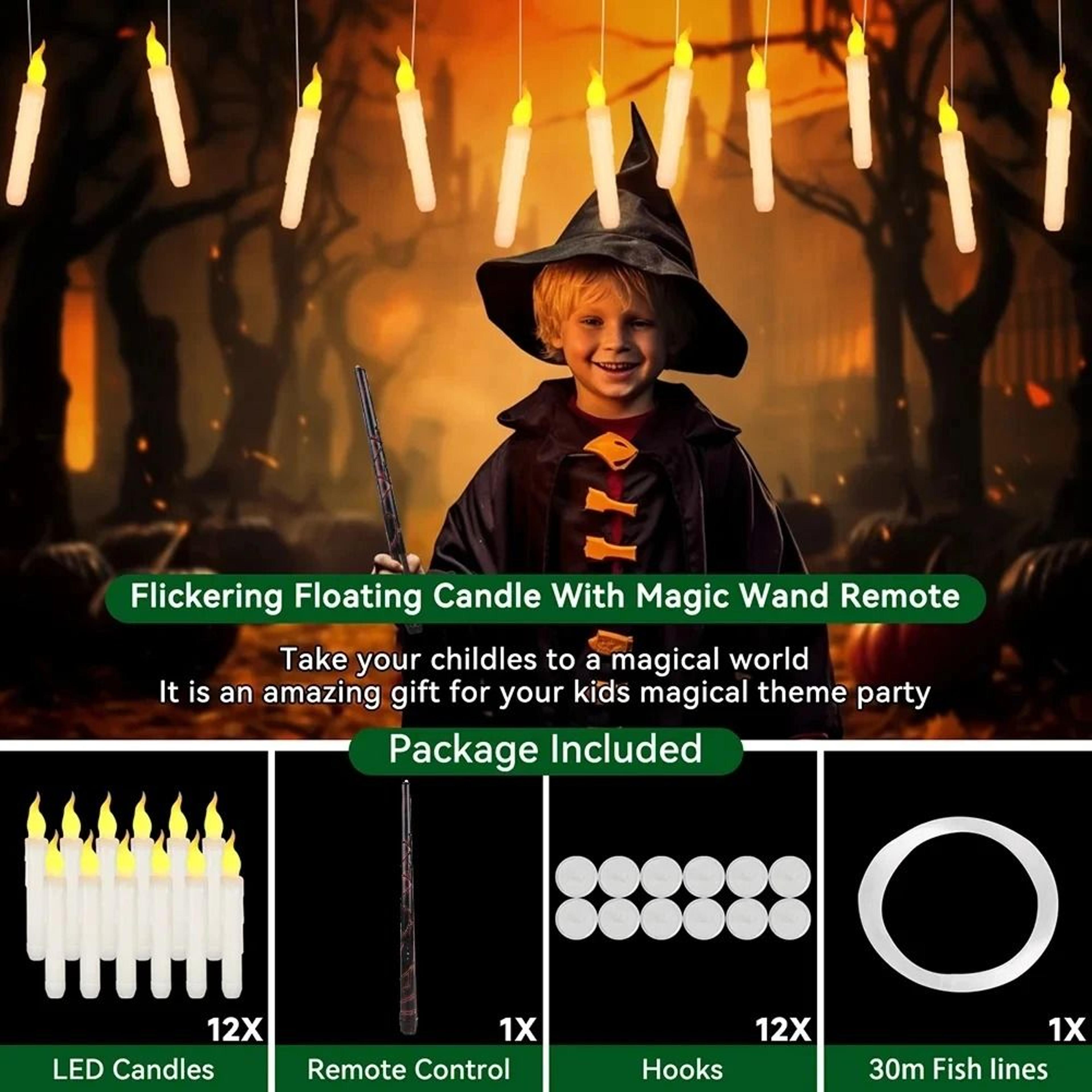 Magic Wand Remote Control LED Floating Candles Flameless Flying Taper Lights 2