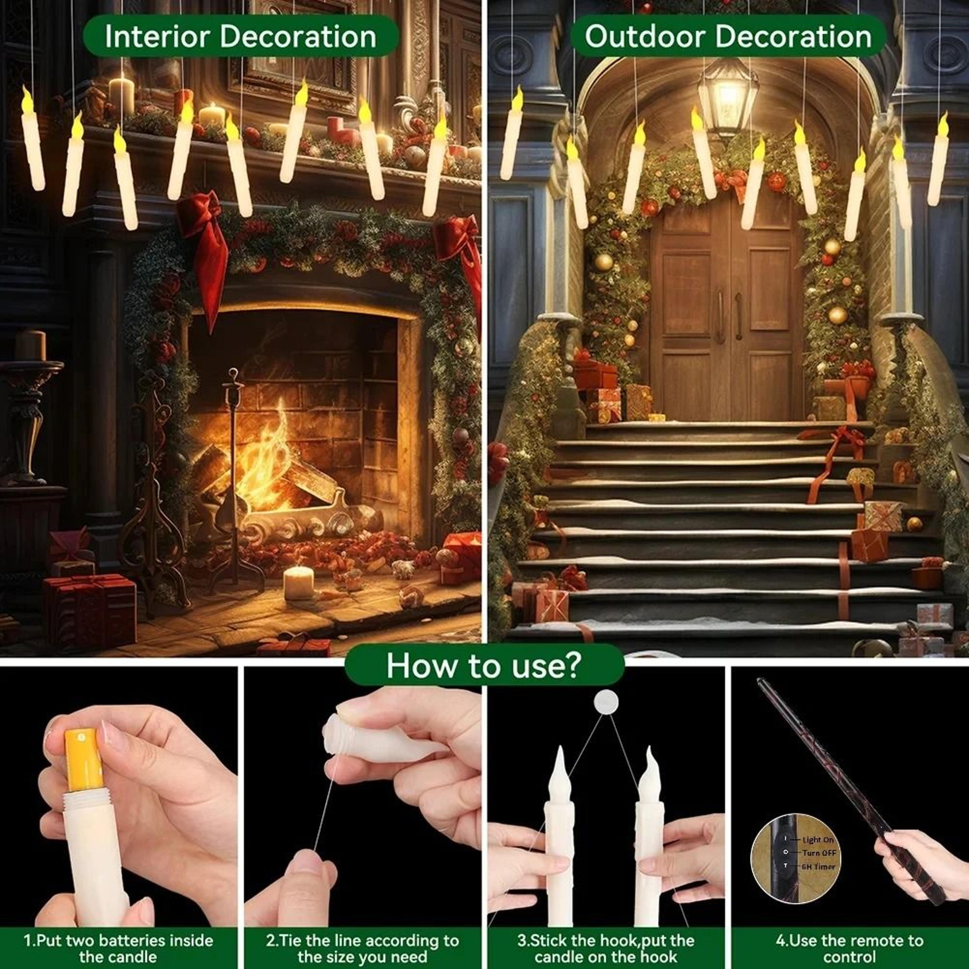 Magic Wand Remote Control LED Floating Candles Flameless Flying Taper Lights 5