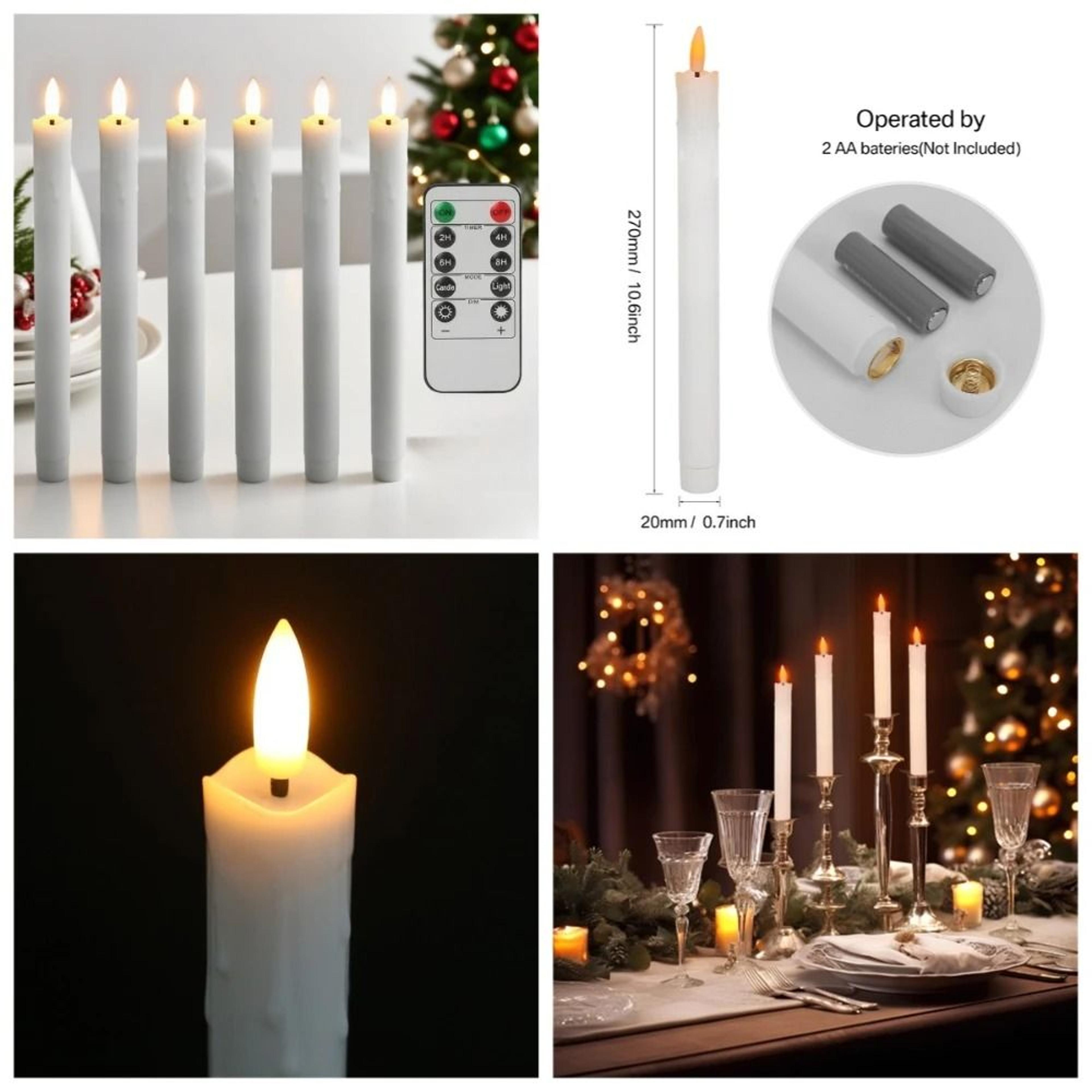 3D Flame Flickering Taper LED Candles Remote Timer Flameless Candlesticks 3