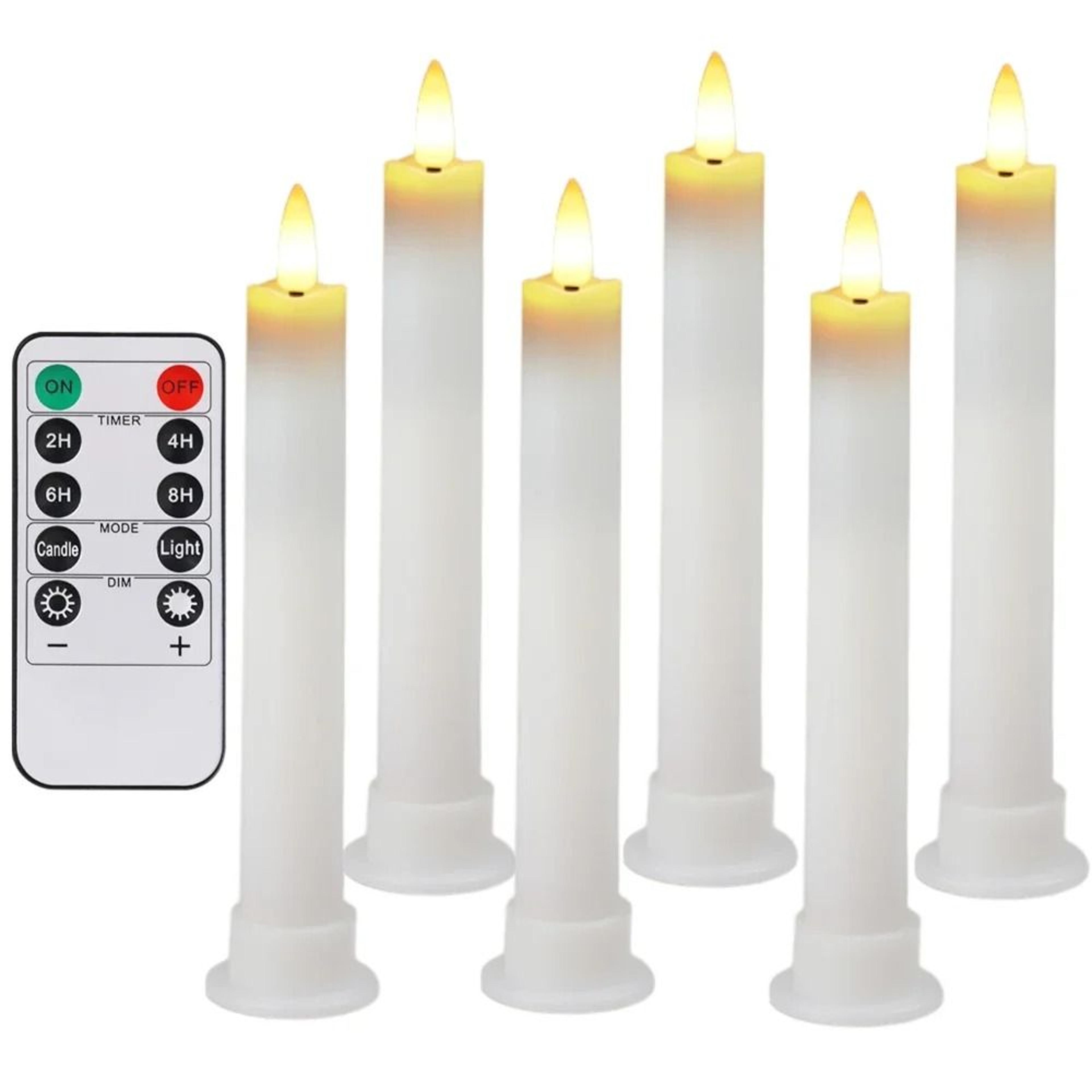 3D Flame Flickering Taper LED Candles Remote Timer Flameless Candlesticks 13