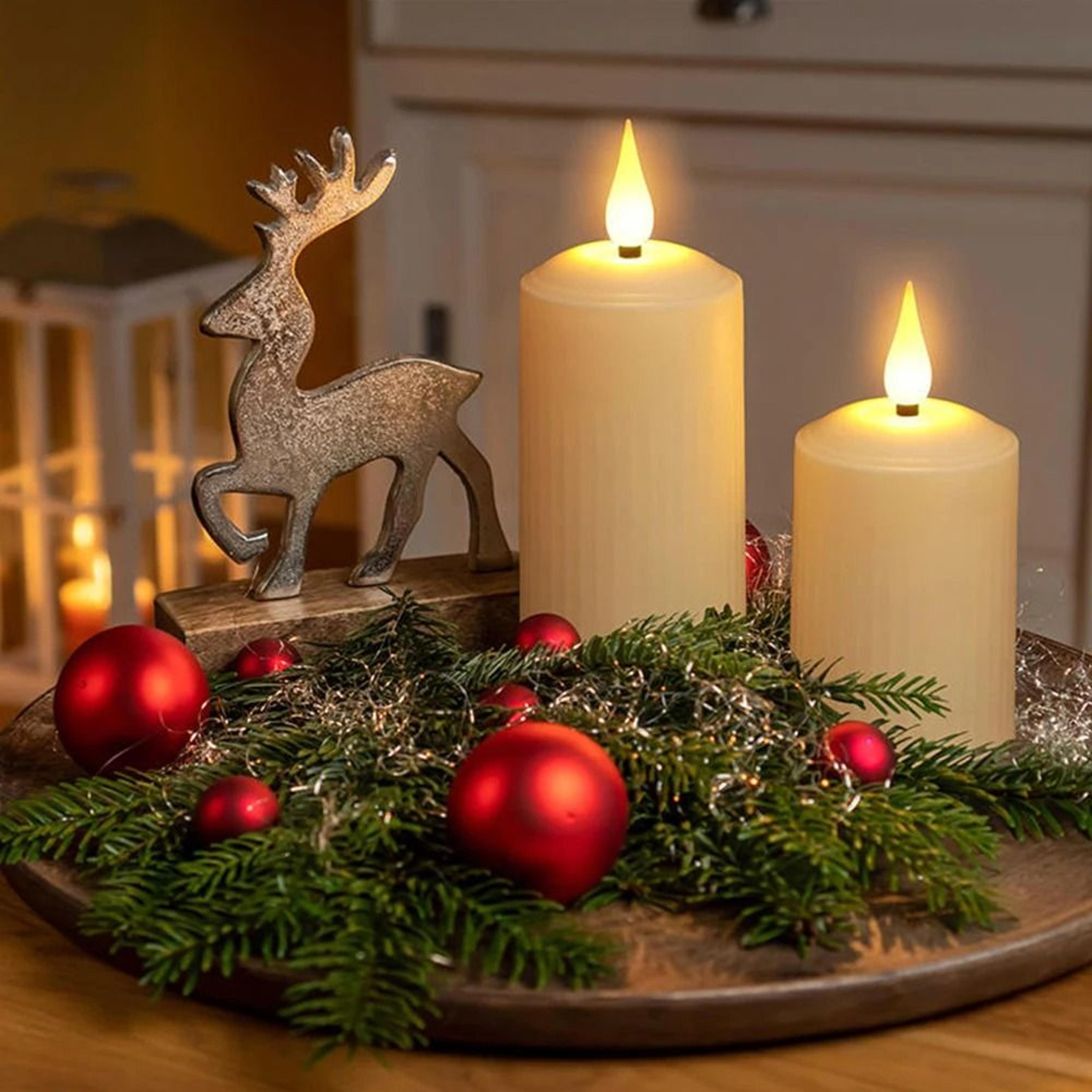FPOO Rechargeable Waterproof LED Pillar Candles Remote Control Electric Set 2