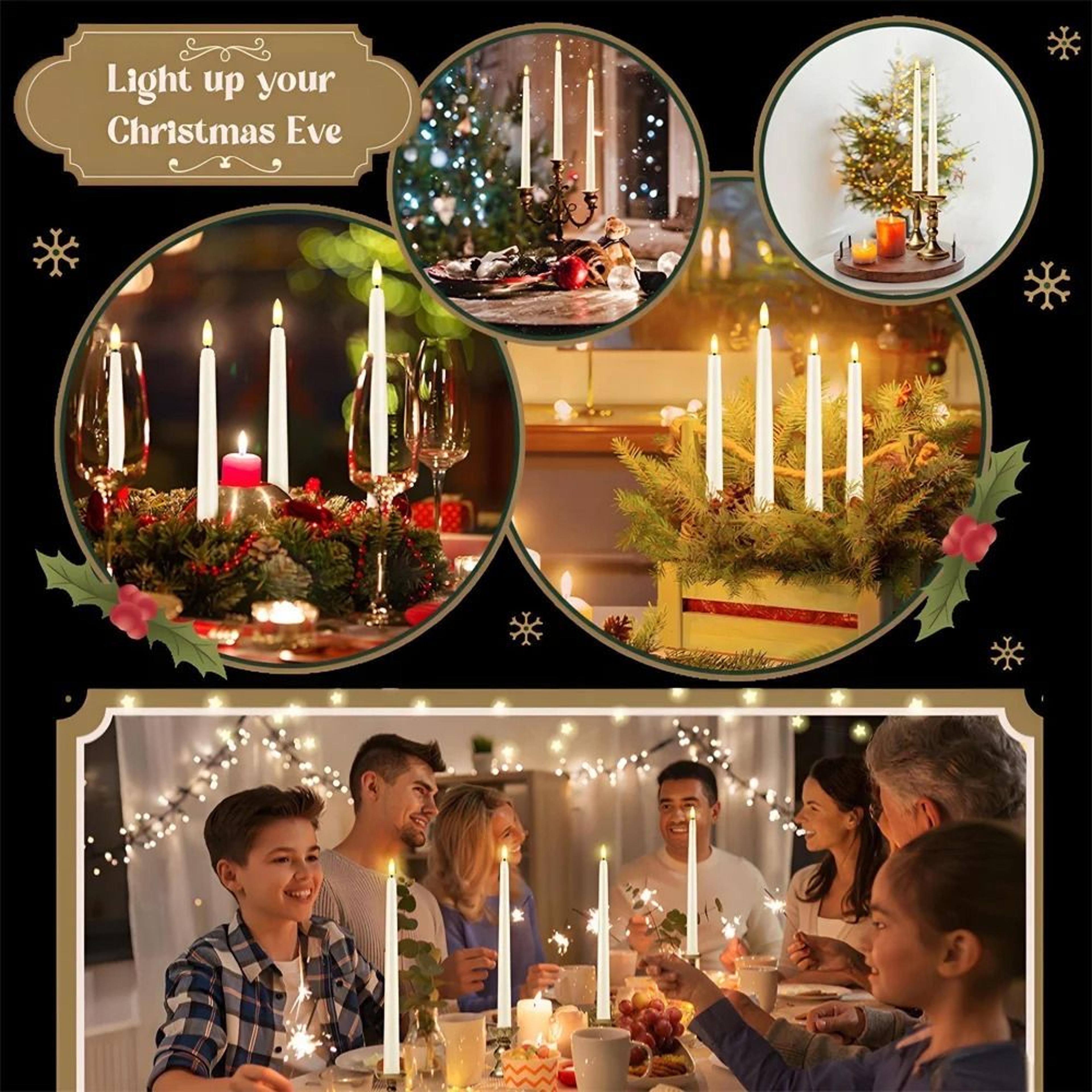 3D Wick Ivory LED Flameless Taper Candles Remote Control Window Light Set 5