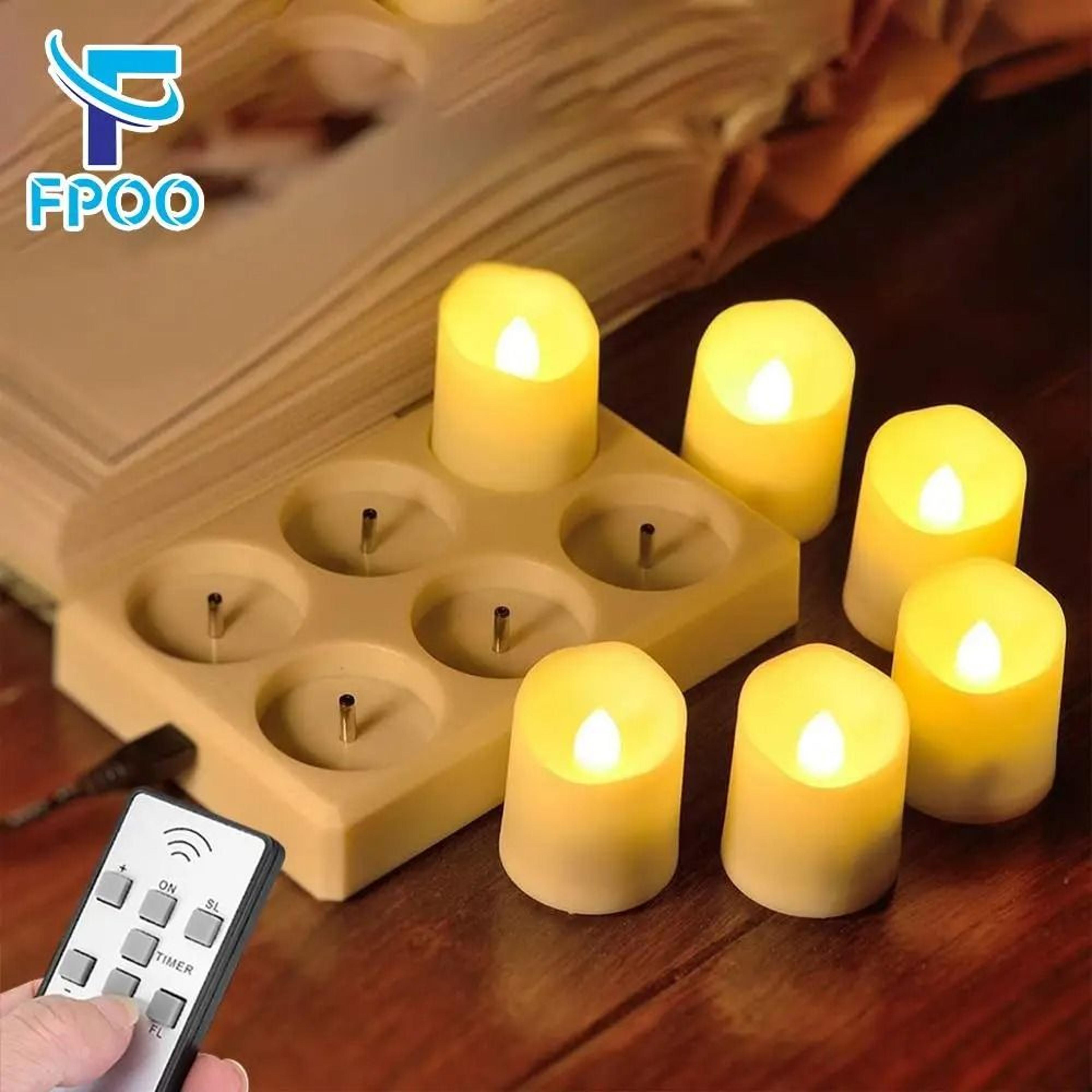 FPOO Rechargeable LED Flameless Candle Set Remote Timer Home Decor Light 0