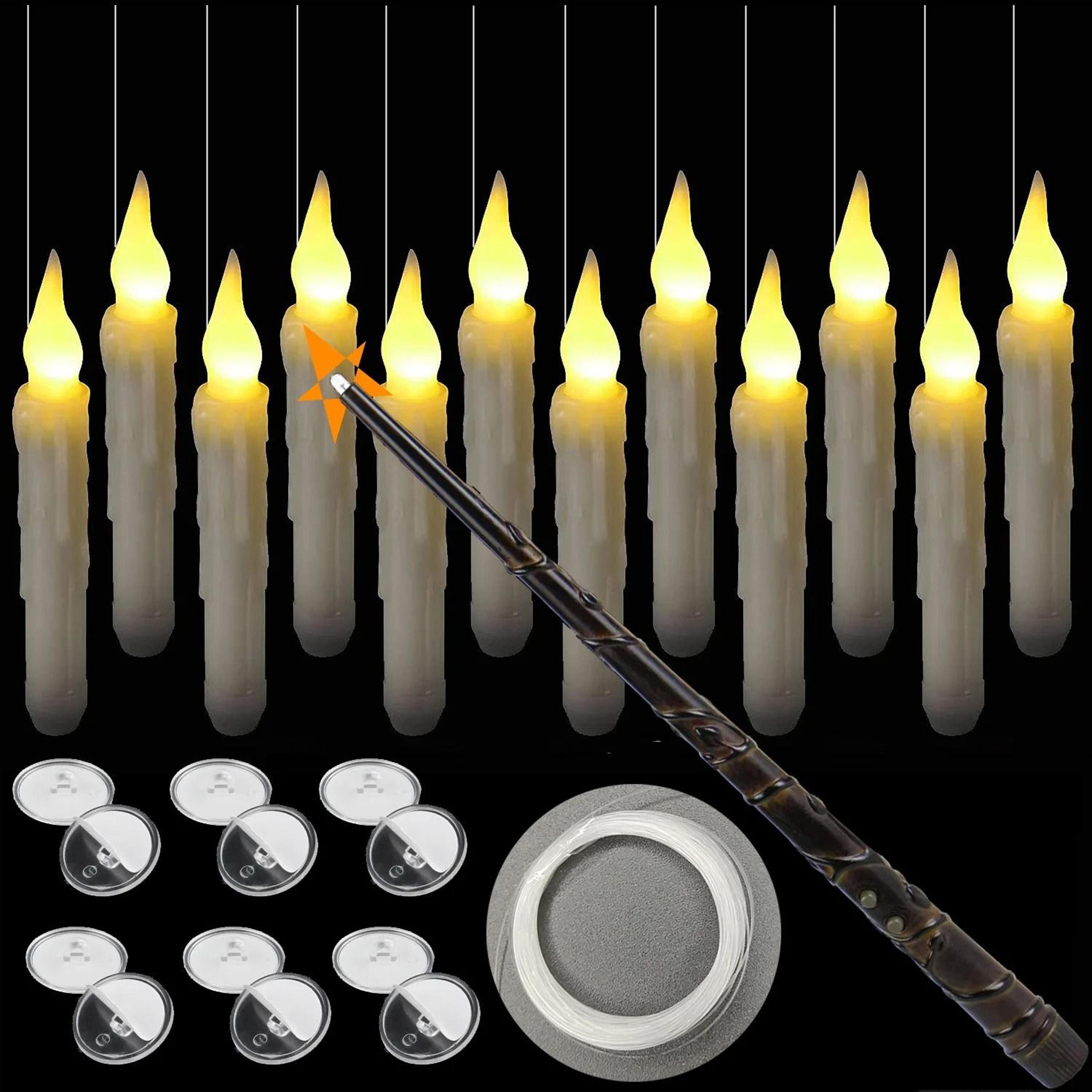 12 Pcs Magic Floating Candles Wand Remote Hanging LED Lights Halloween Decor 8