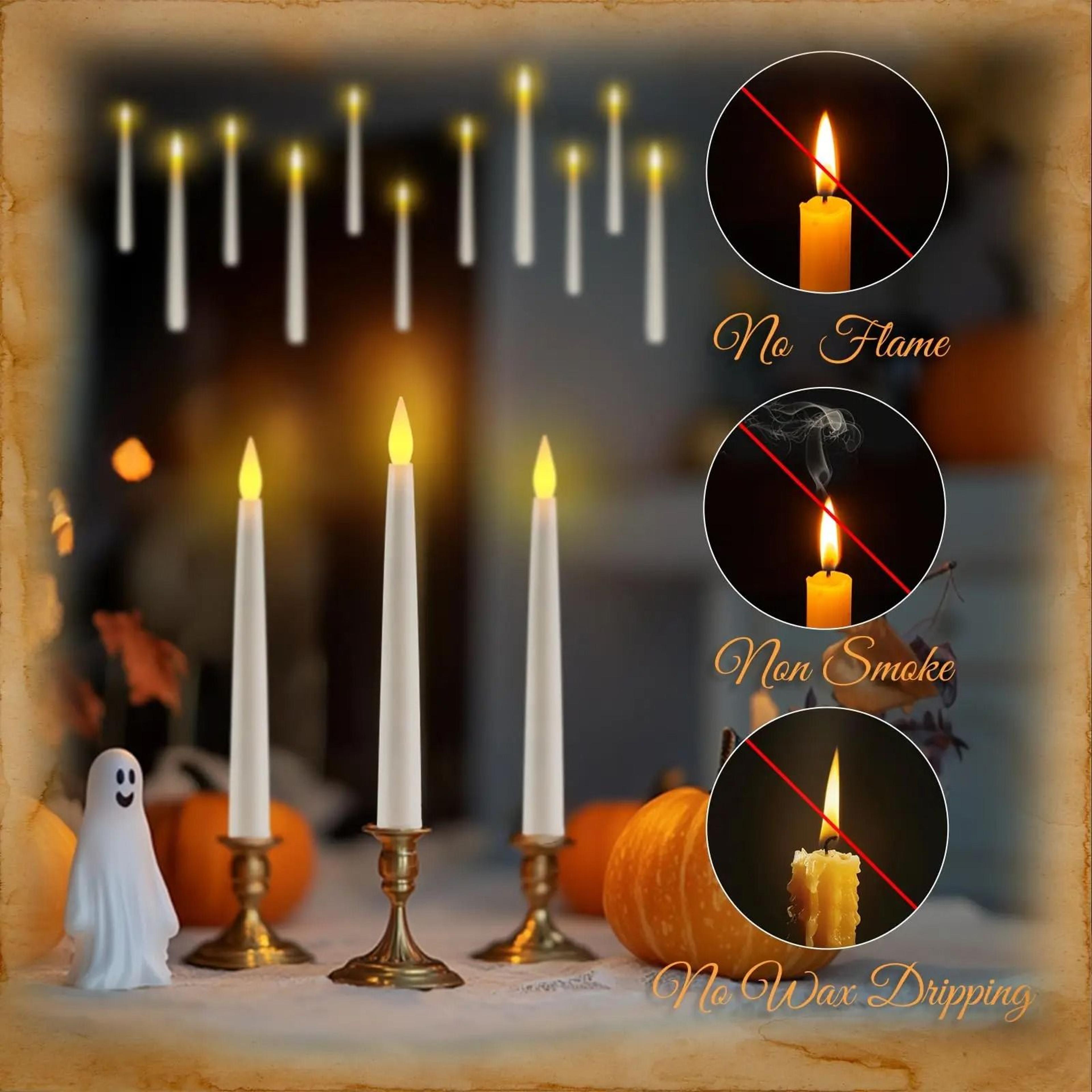 12 Pcs Magic Floating Candles Wand Remote Hanging LED Lights Halloween Decor 3