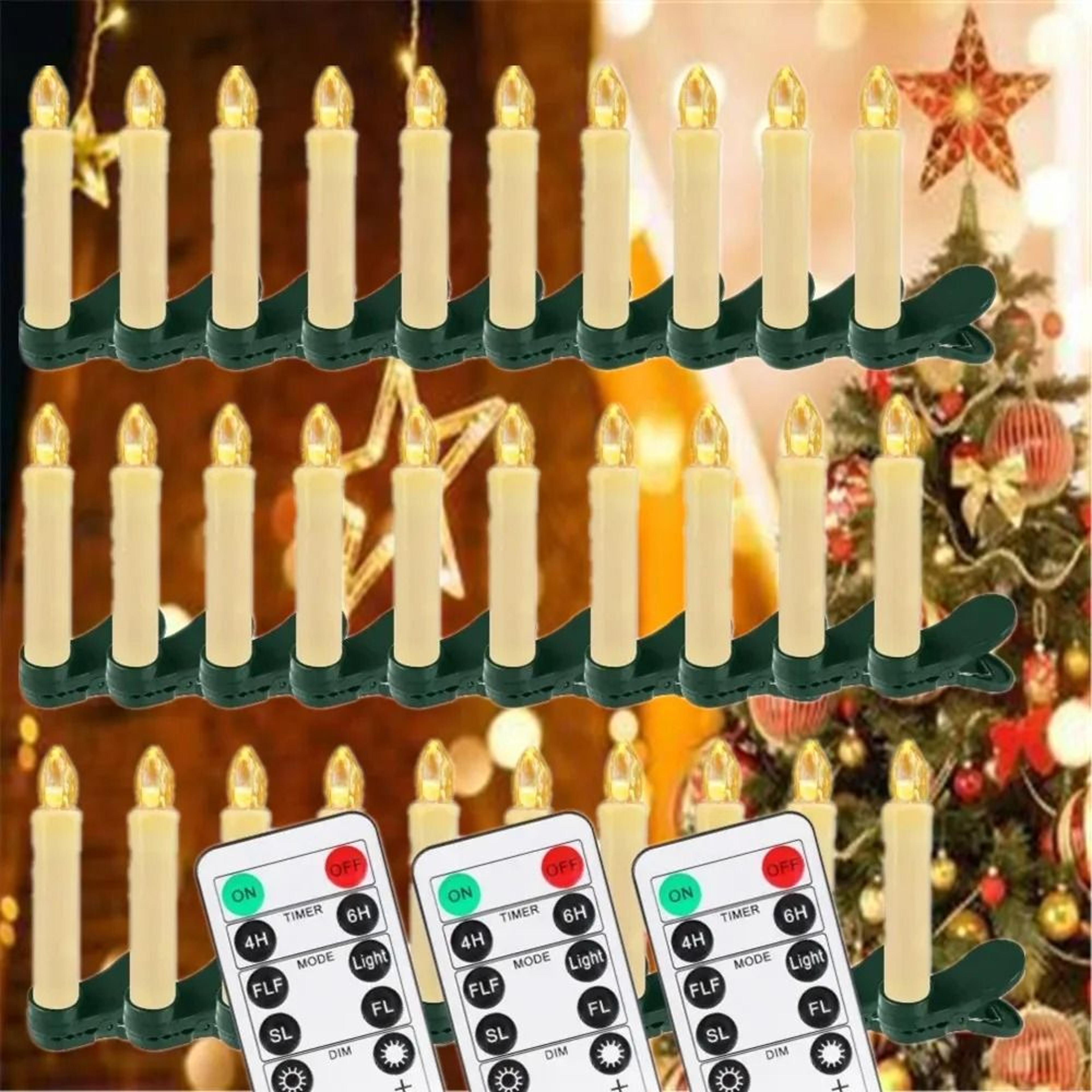 Remote Control LED Christmas Tree Clip Taper Candles Flameless Lights Set 0