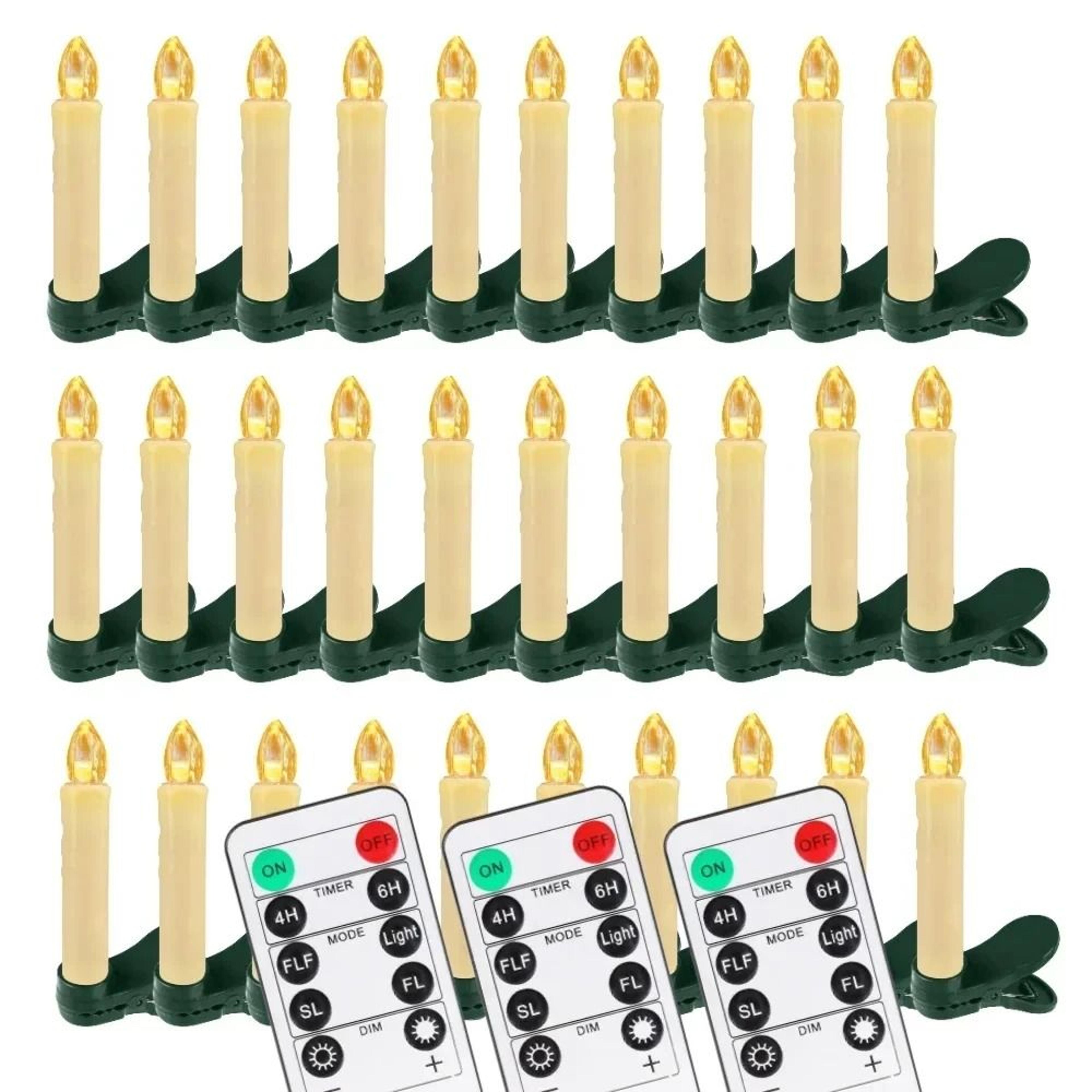 Remote Control LED Christmas Tree Clip Taper Candles Flameless Lights Set 8