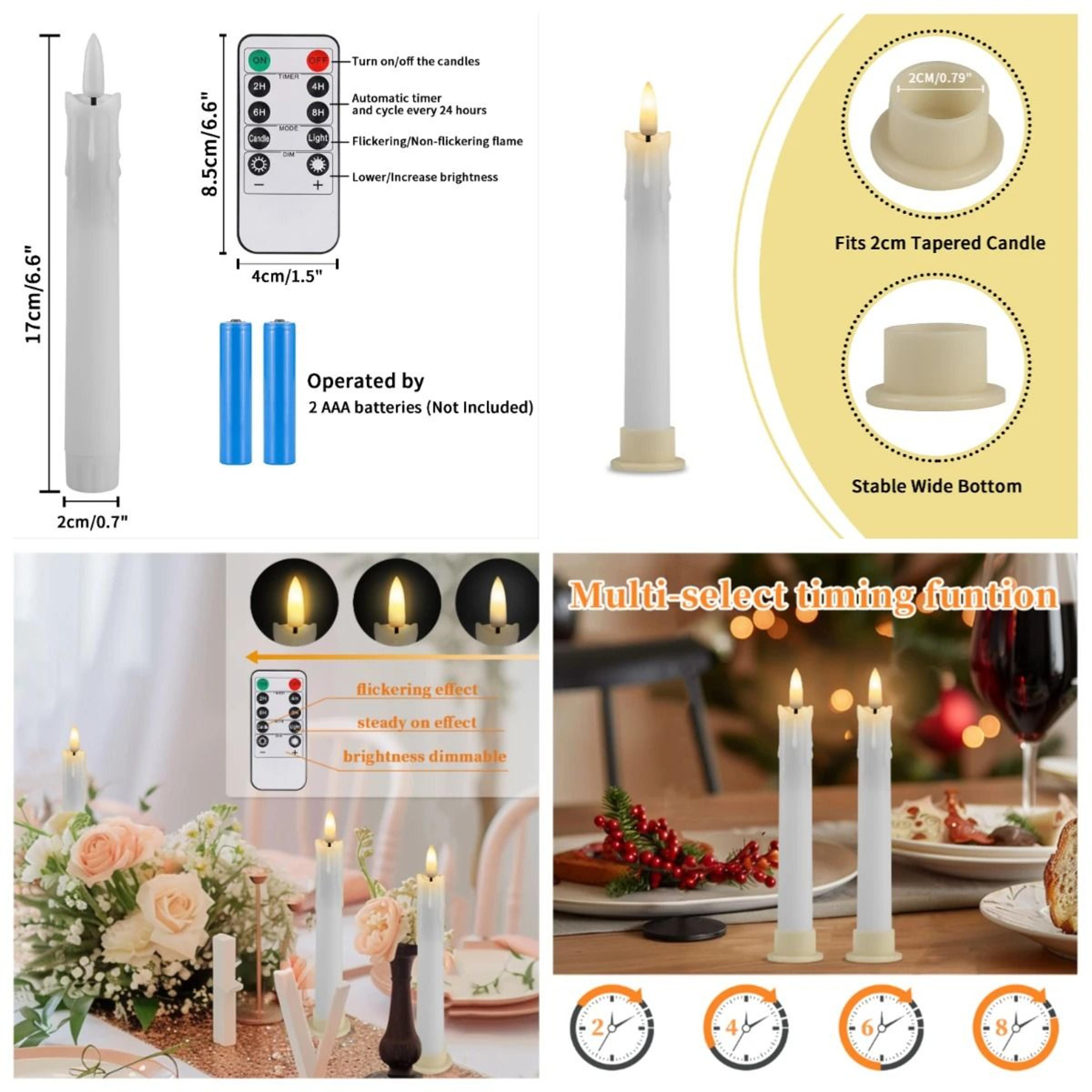 Flameless Taper Candles Remote Timer LED Candlesticks Flickering Window Decor 2
