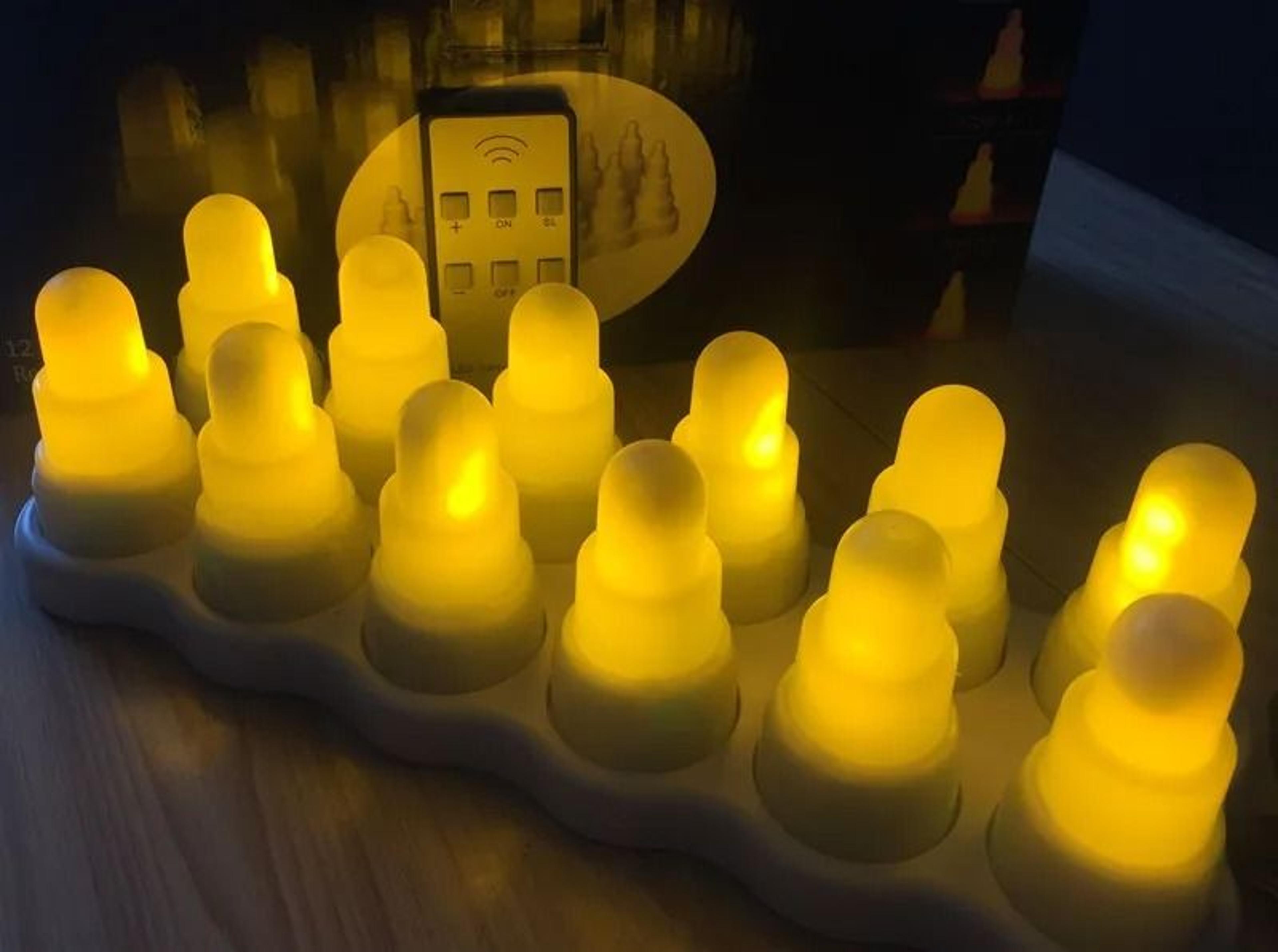 12 Pack Rechargeable LED Tea Lights Remote Control Amber Flameless Candles 0