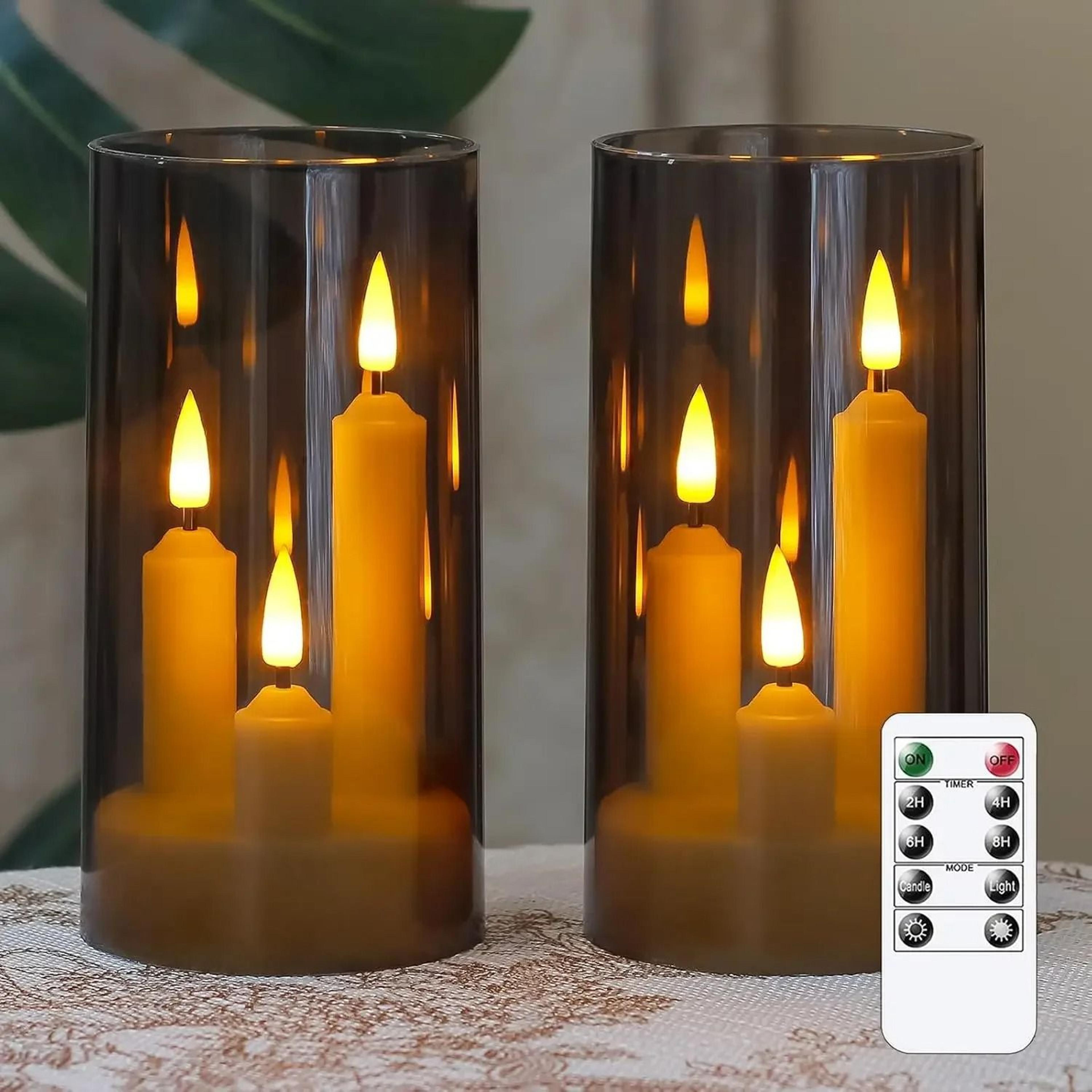3 In 1 Multicolor LED Acrylic Pillars IR Remote Flickering Candles Christmas 6