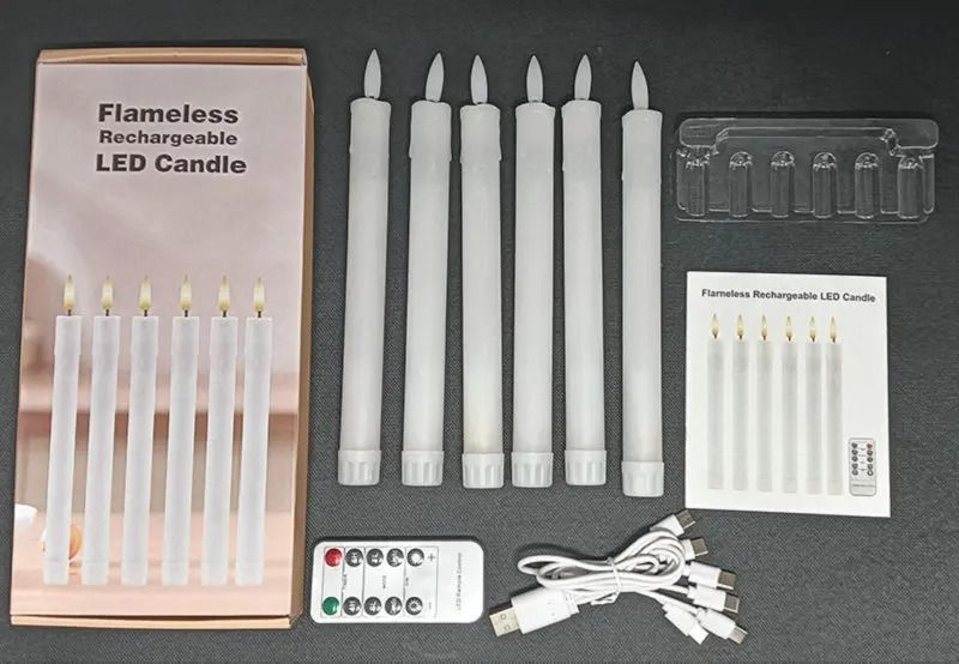 6 Pcs USB Rechargeable LED Taper Candles Remote Dripping Wax Window Lights 2