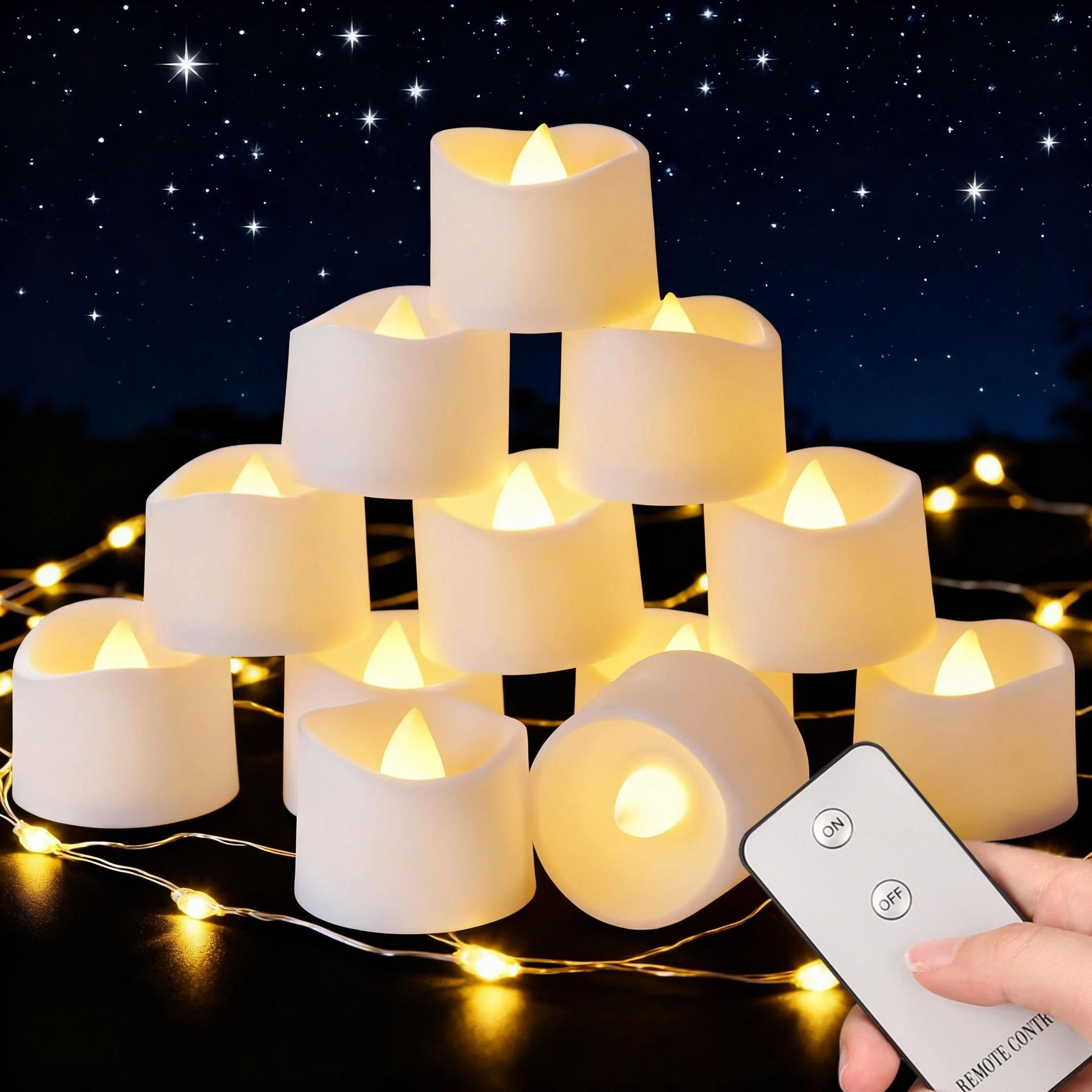 led tea lights remote control flameless flickering candles halloween christmas