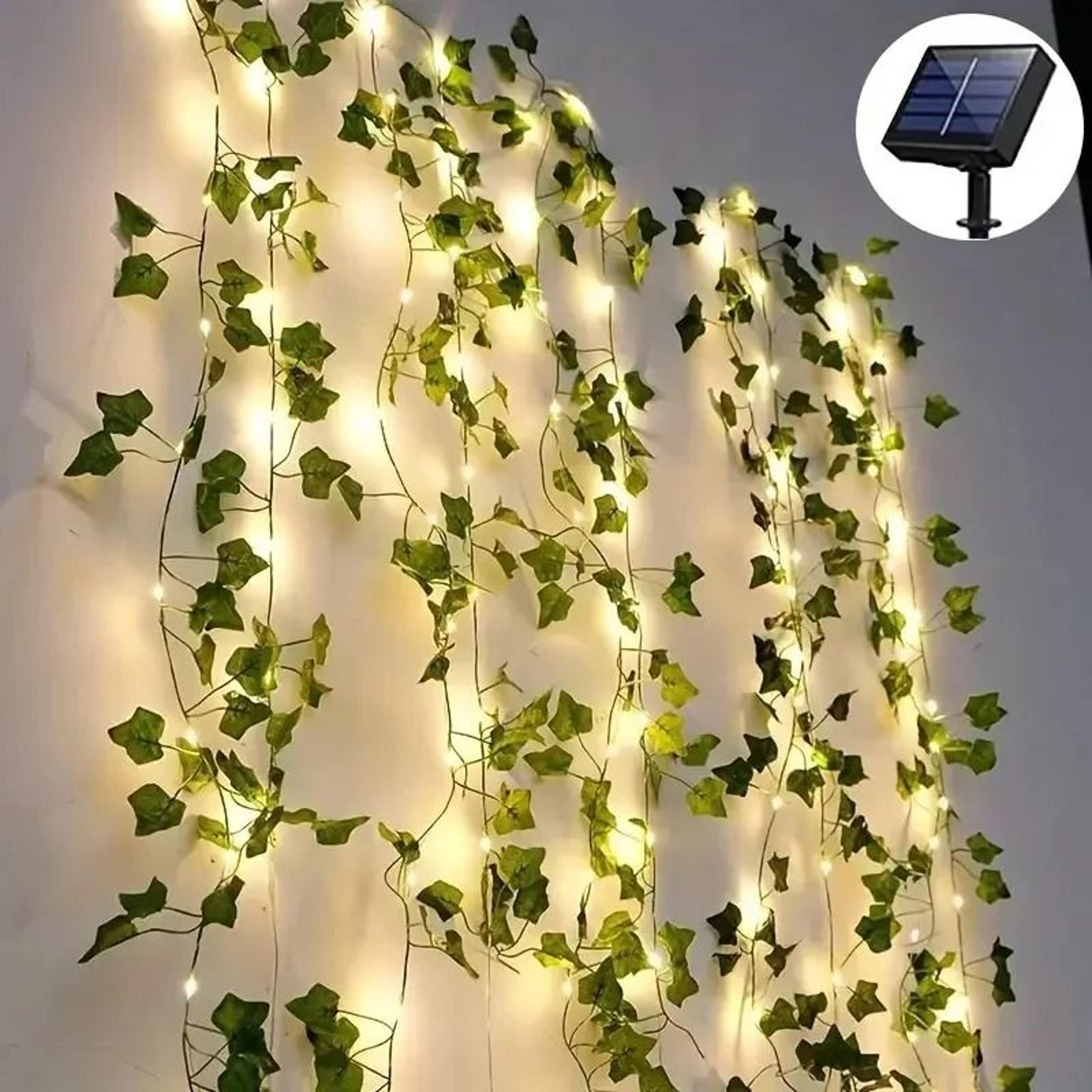 Solar Artificial Ivy Leaf Garland String Lights 8 Modes Green Fairy Garden Light 0