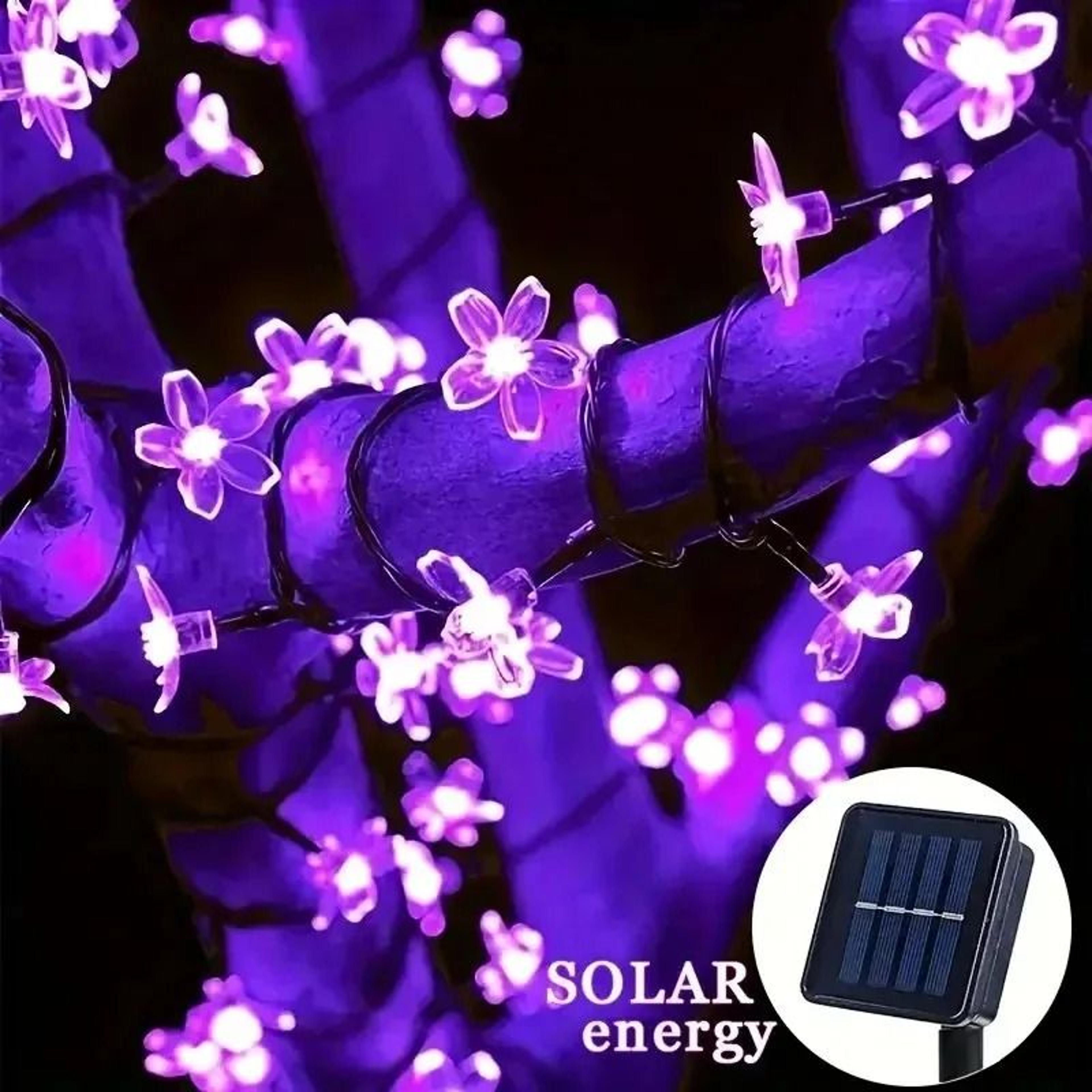 Solar Outdoor Cherry Blossom Flower String Lights 8 Modes LED Fairy Garden Lamp 0