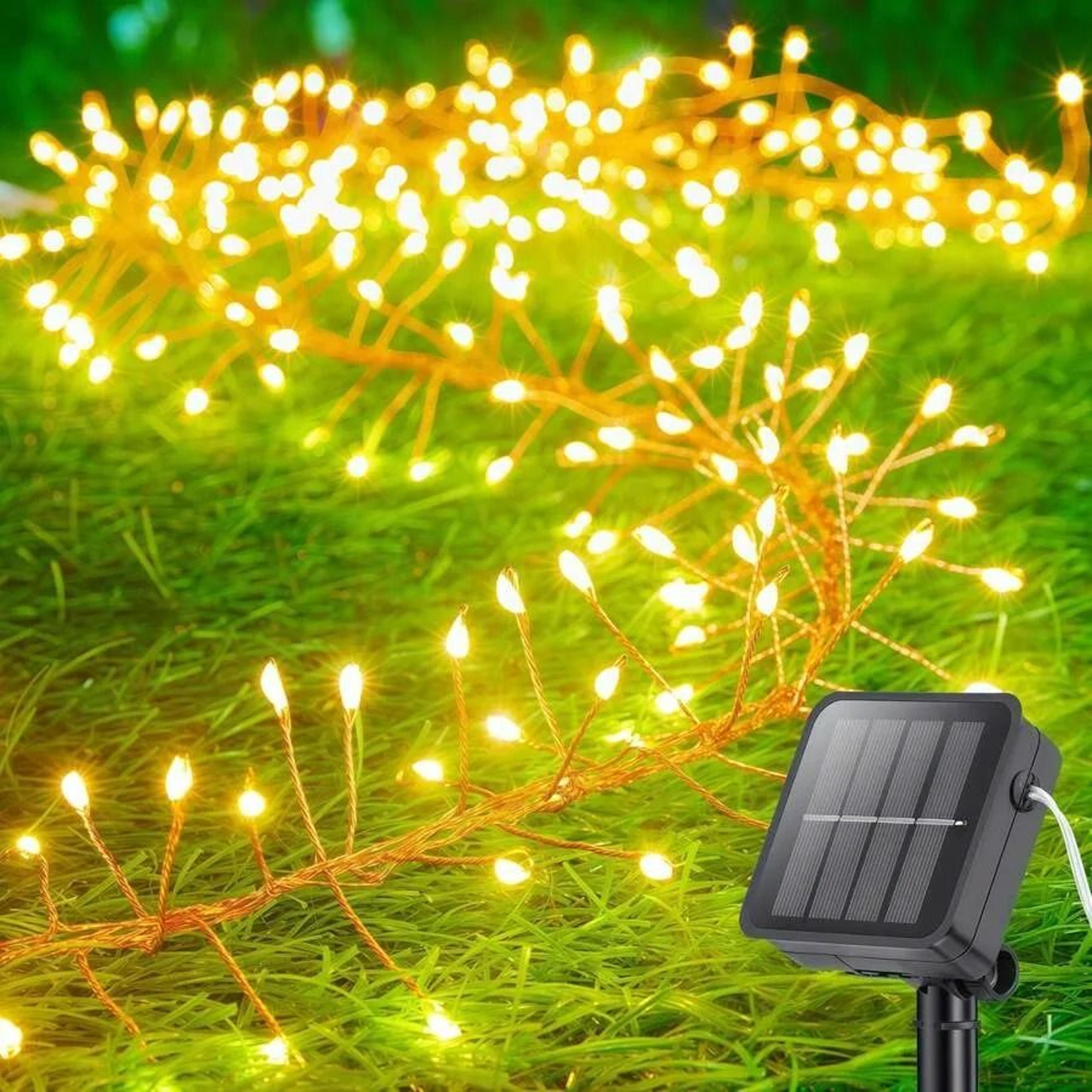 solar outdoor firecracker led fairy string lights waterproof garden garland