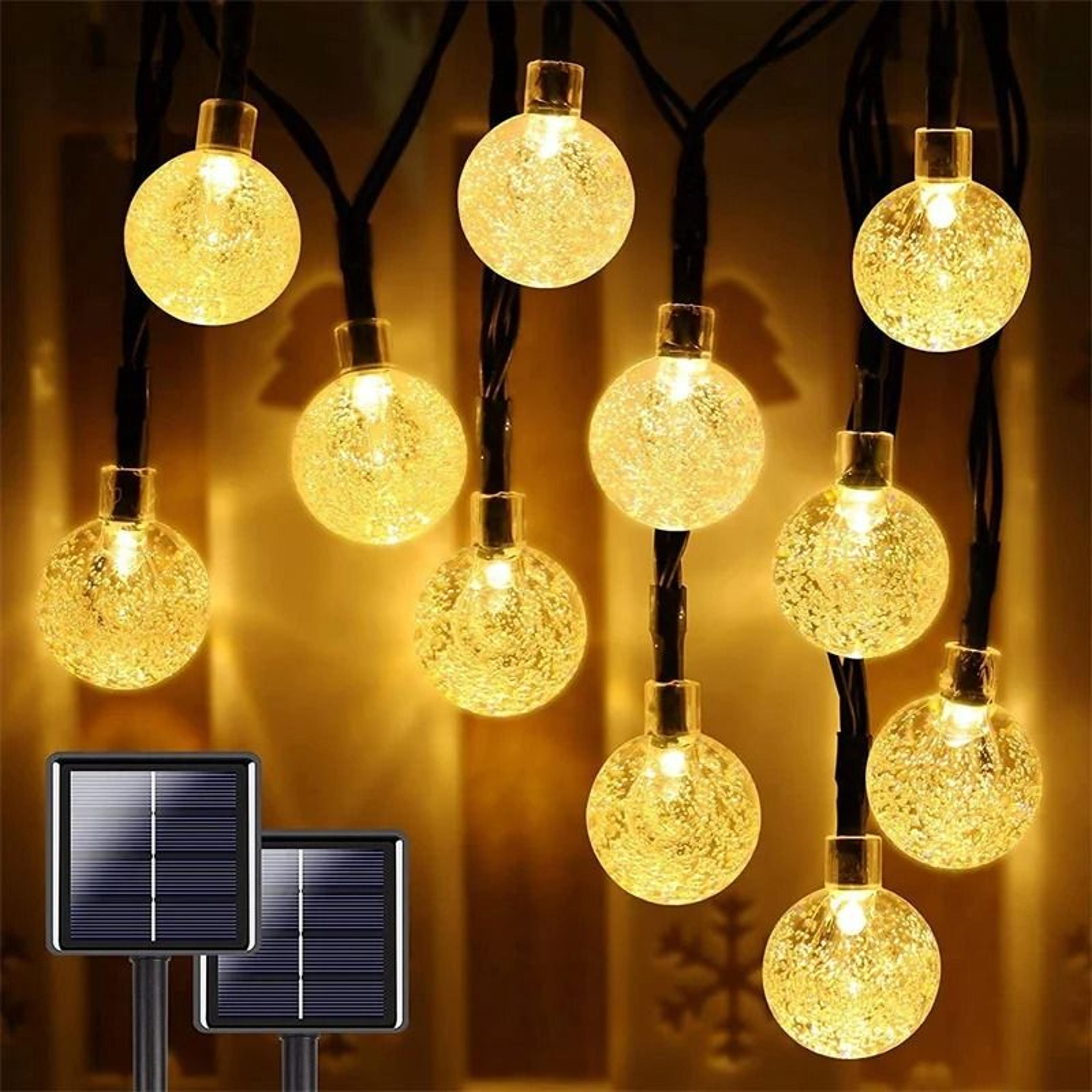 Solar Outdoor Bubble Crystal Globe String Lights 8 Modes Waterproof Patio Decor 1