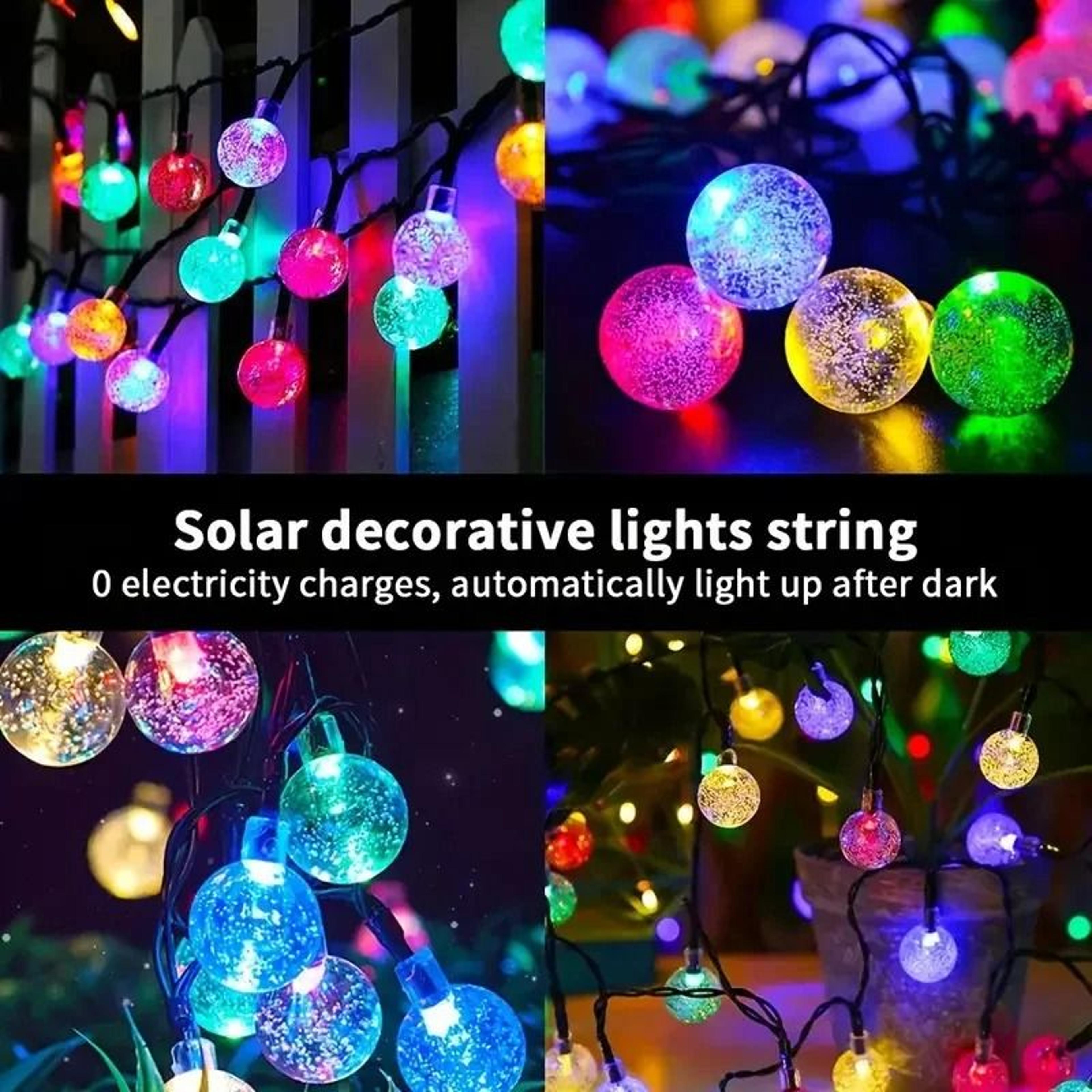 Solar Outdoor Bubble Crystal Globe String Lights 8 Modes Waterproof Patio Decor 3