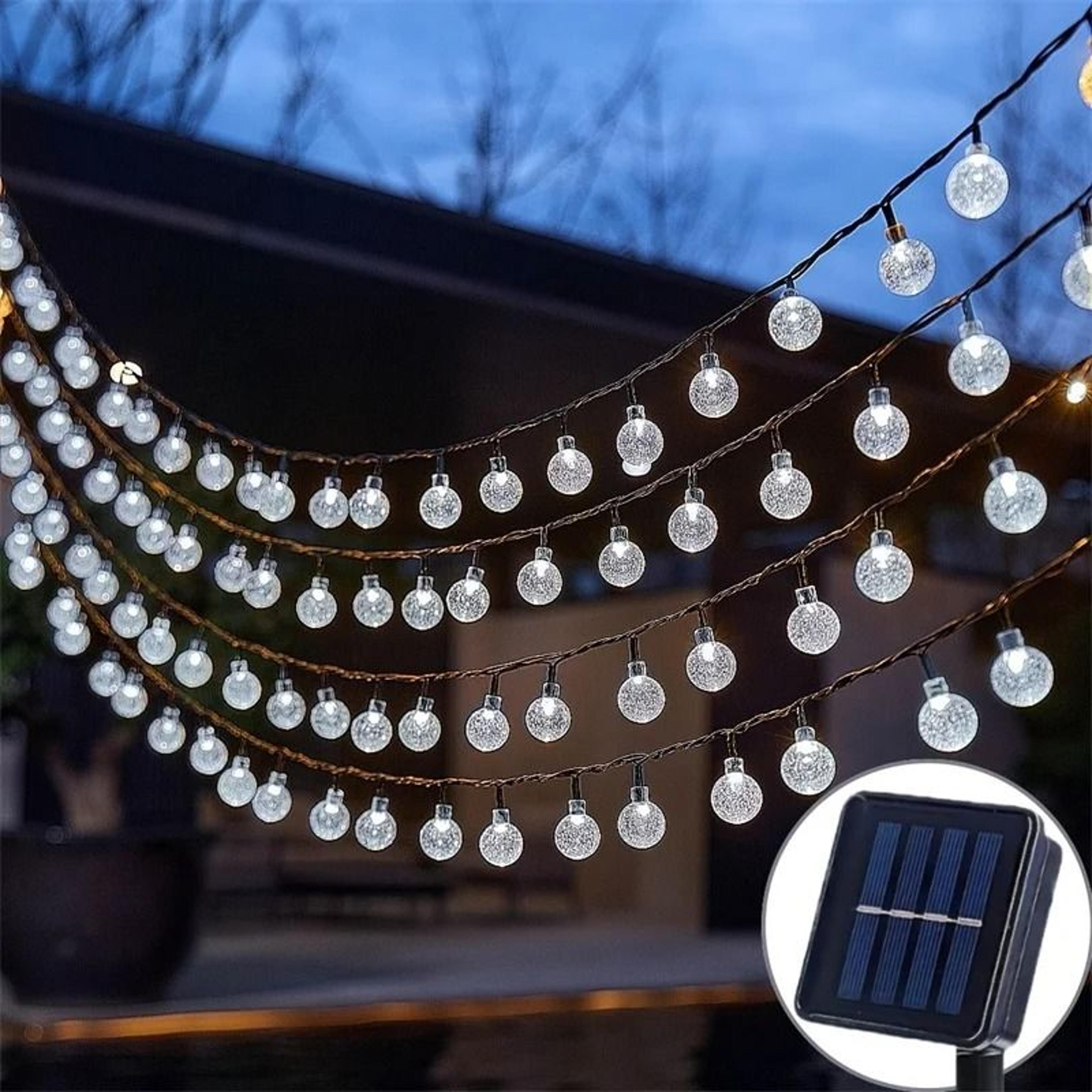 Solar Outdoor Bubble Crystal Globe String Lights 8 Modes Waterproof Patio Decor 6