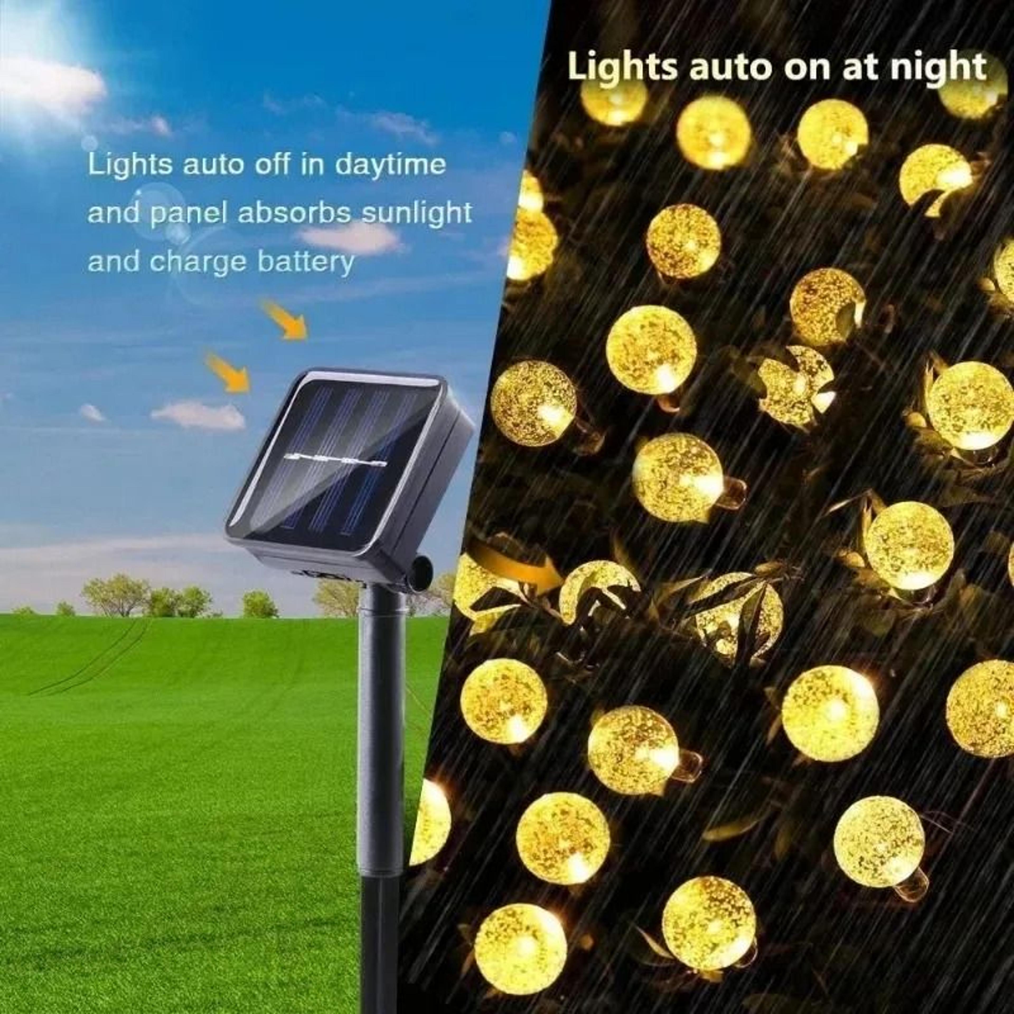 Solar Outdoor Crystal Globe LED String Lights IP65 Waterproof Garden Decor 5