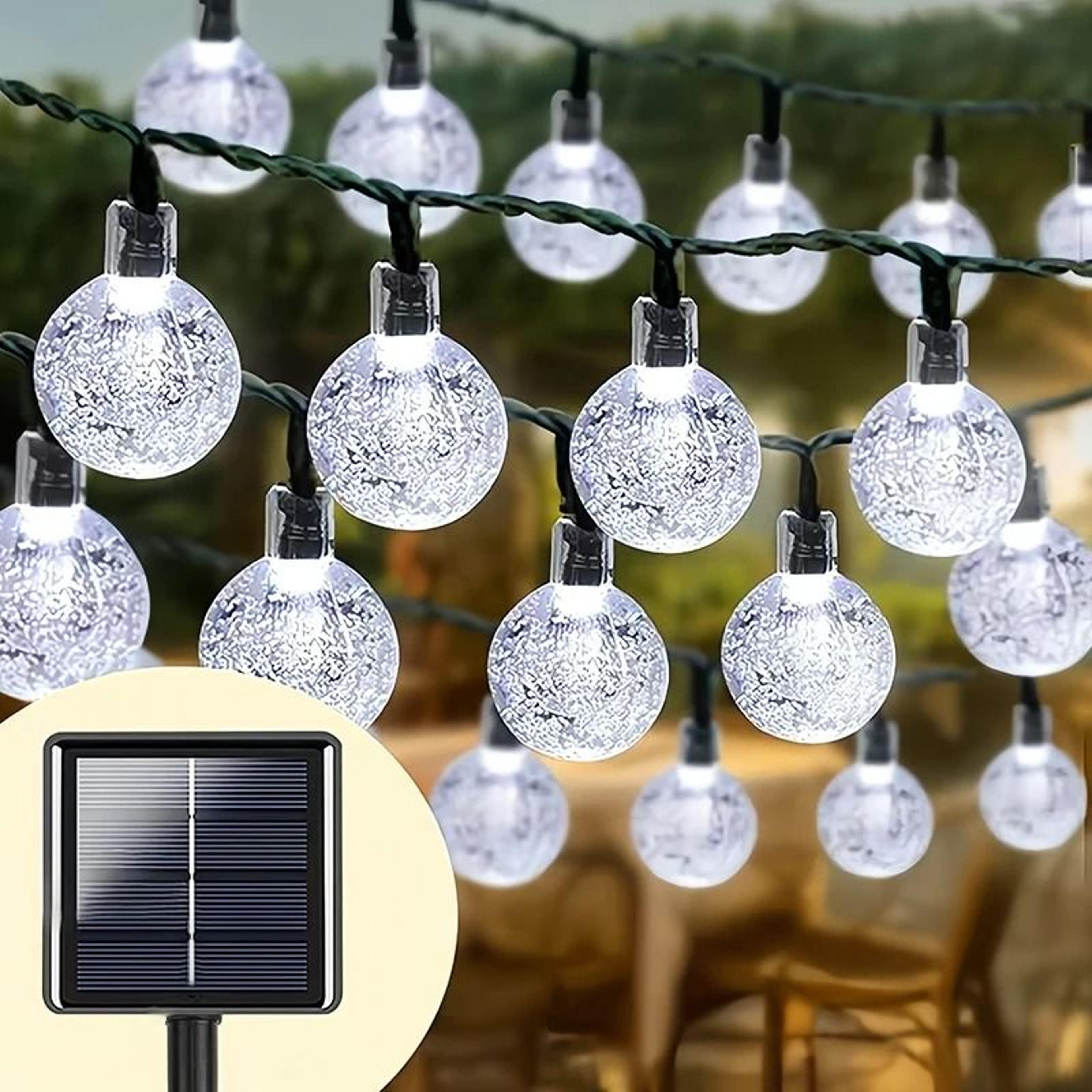 solar outdoor crystal ball bubble string lights waterproof garden flashing decor
