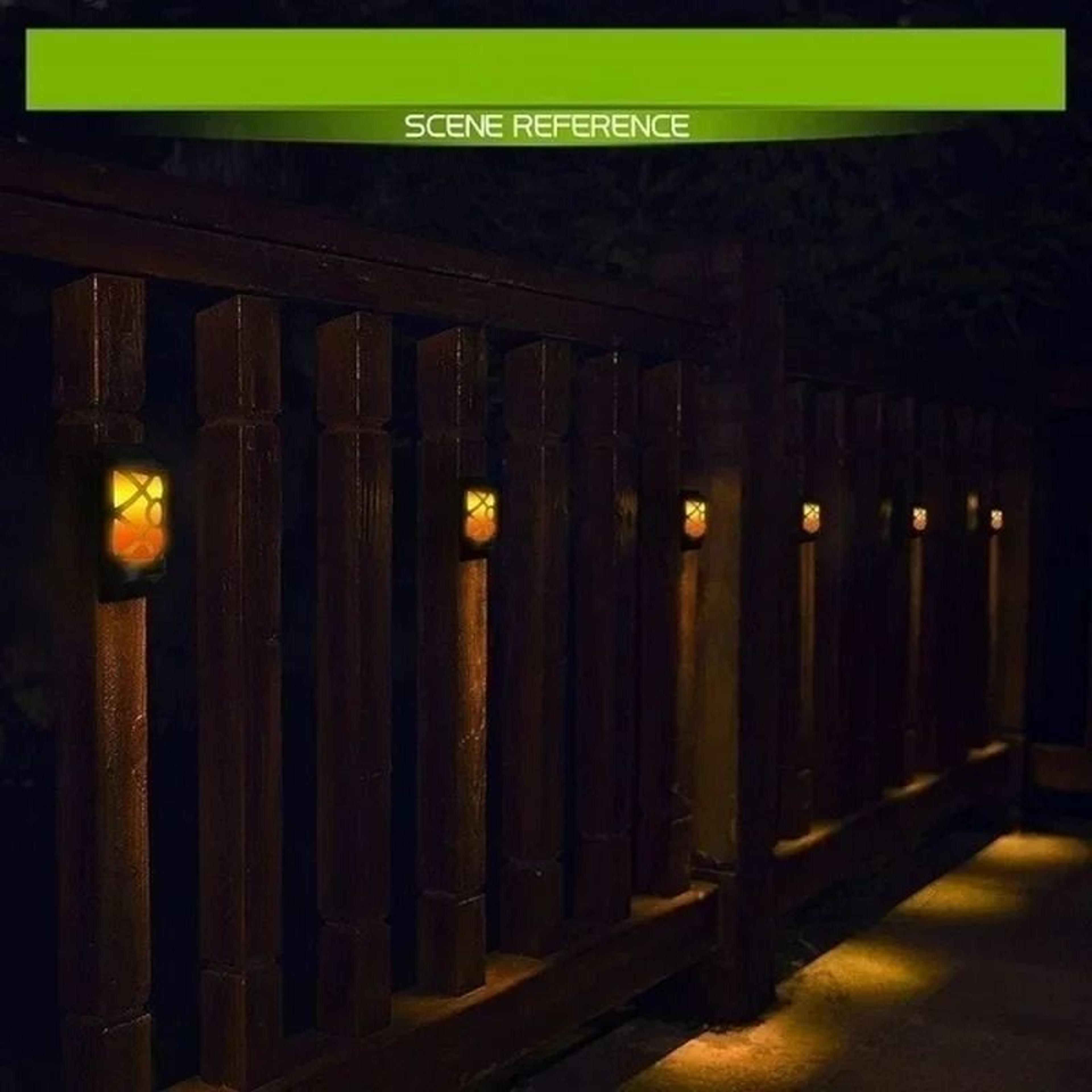 96LED Solar Flame Lights Outdoor Lattice Flickering Wall  Pathway Lamp Decor 1