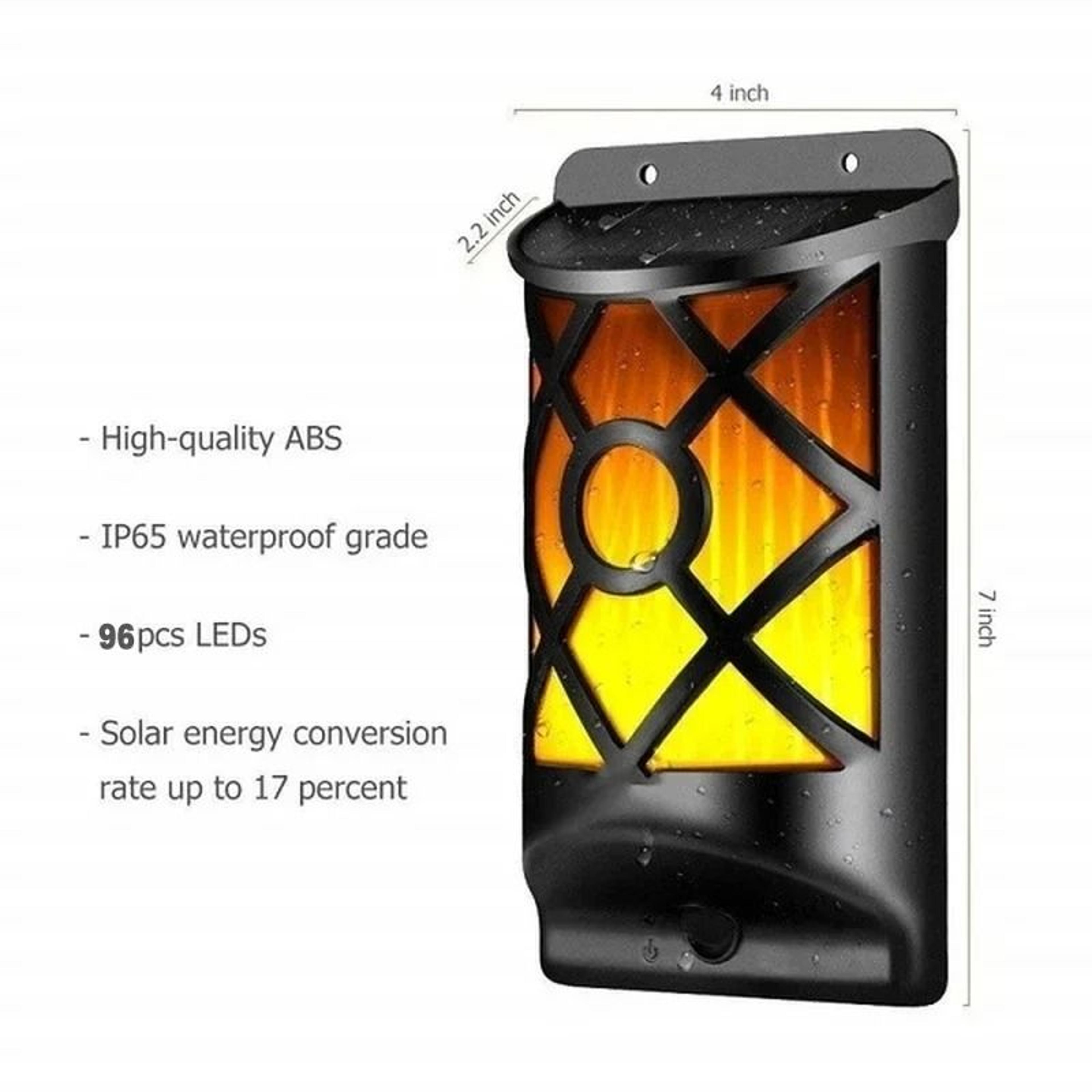 96LED Solar Flame Lights Outdoor Lattice Flickering Wall  Pathway Lamp Decor 6