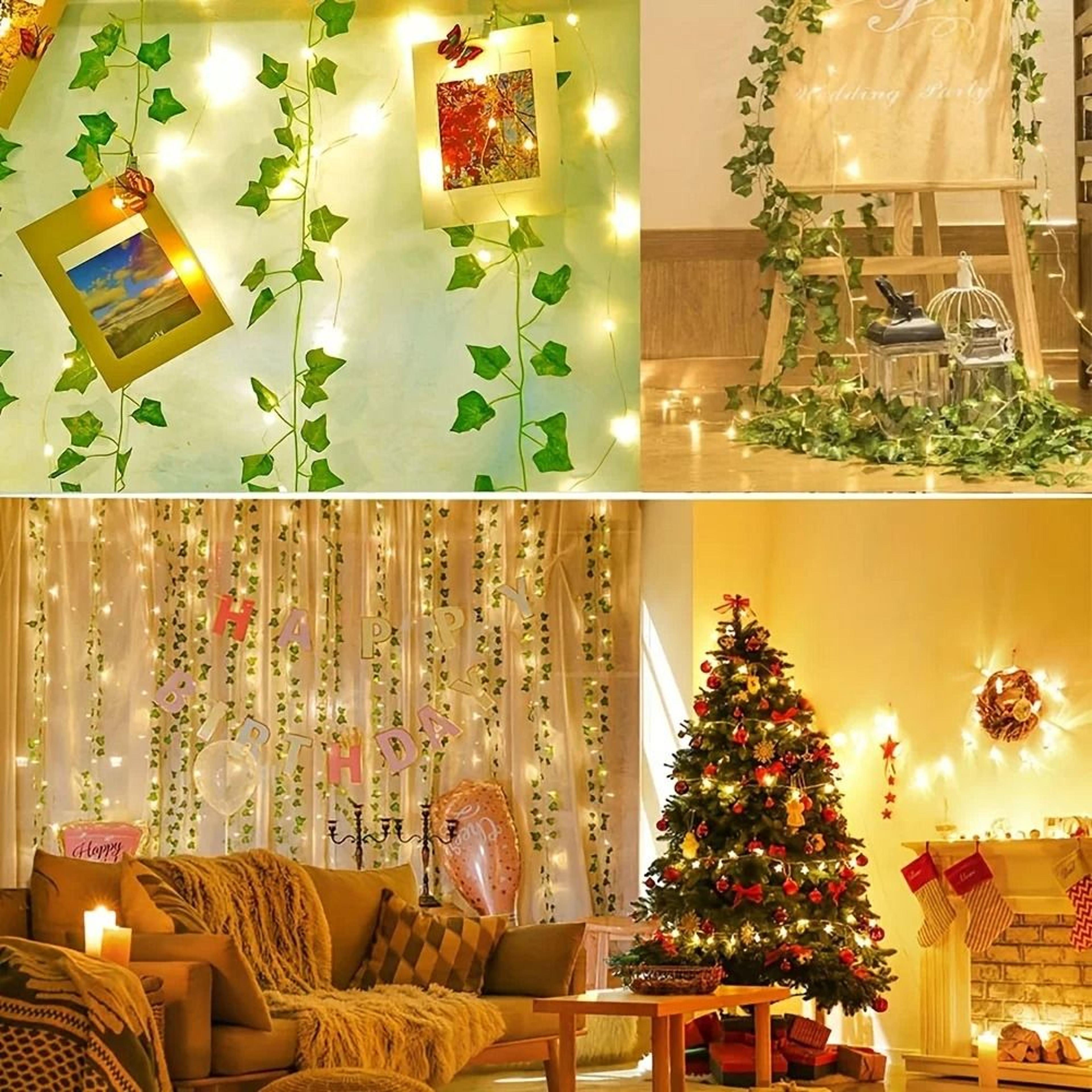 Solar Outdoor Ivy Vine Fairy String Lights 8 Modes IP65 Waterproof Garden Decor 4