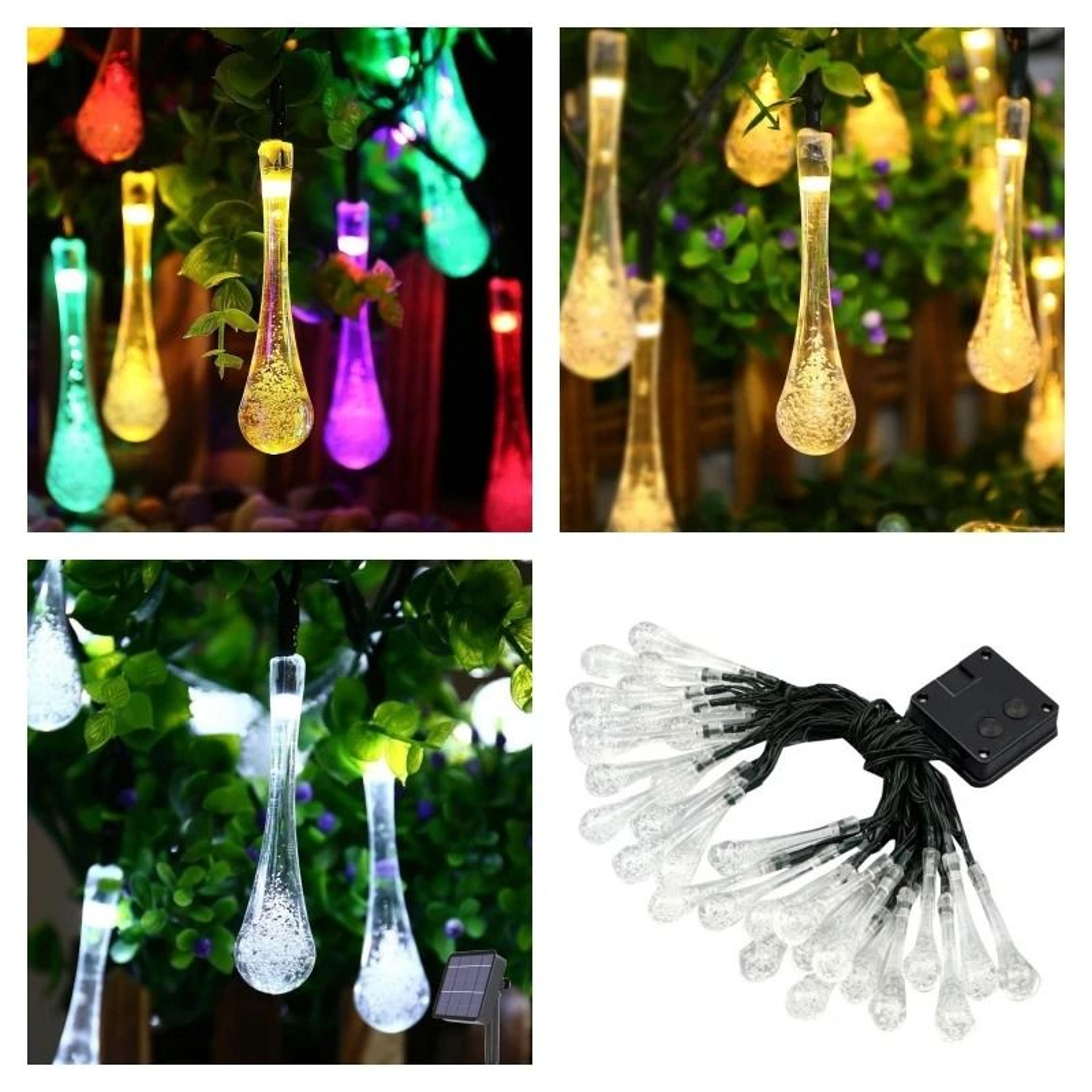 Solar Outdoor Droplet LED String Lights Waterproof Lawn Garden Path Decor 4