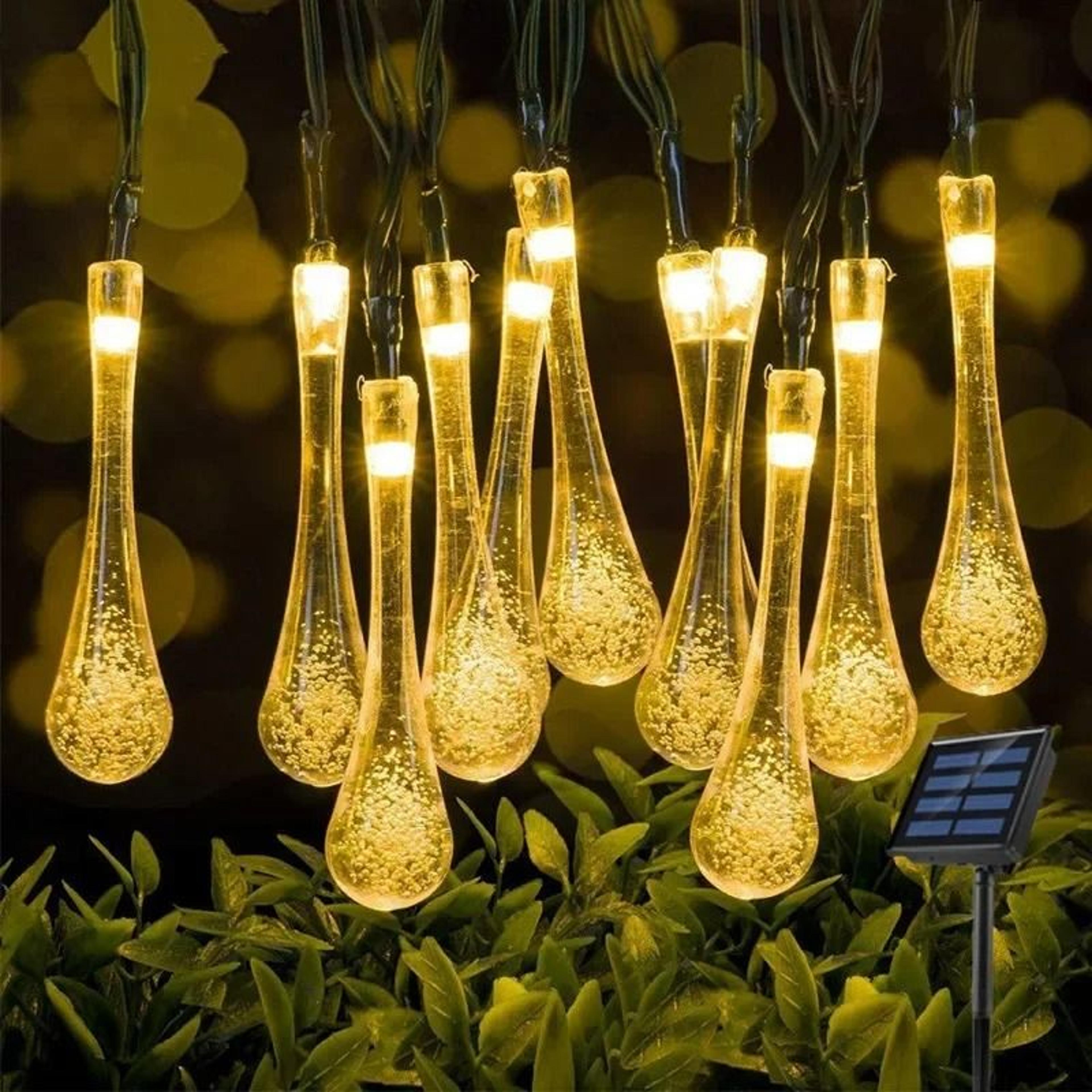Solar Outdoor Droplet LED String Lights Waterproof Lawn Garden Path Decor 0
