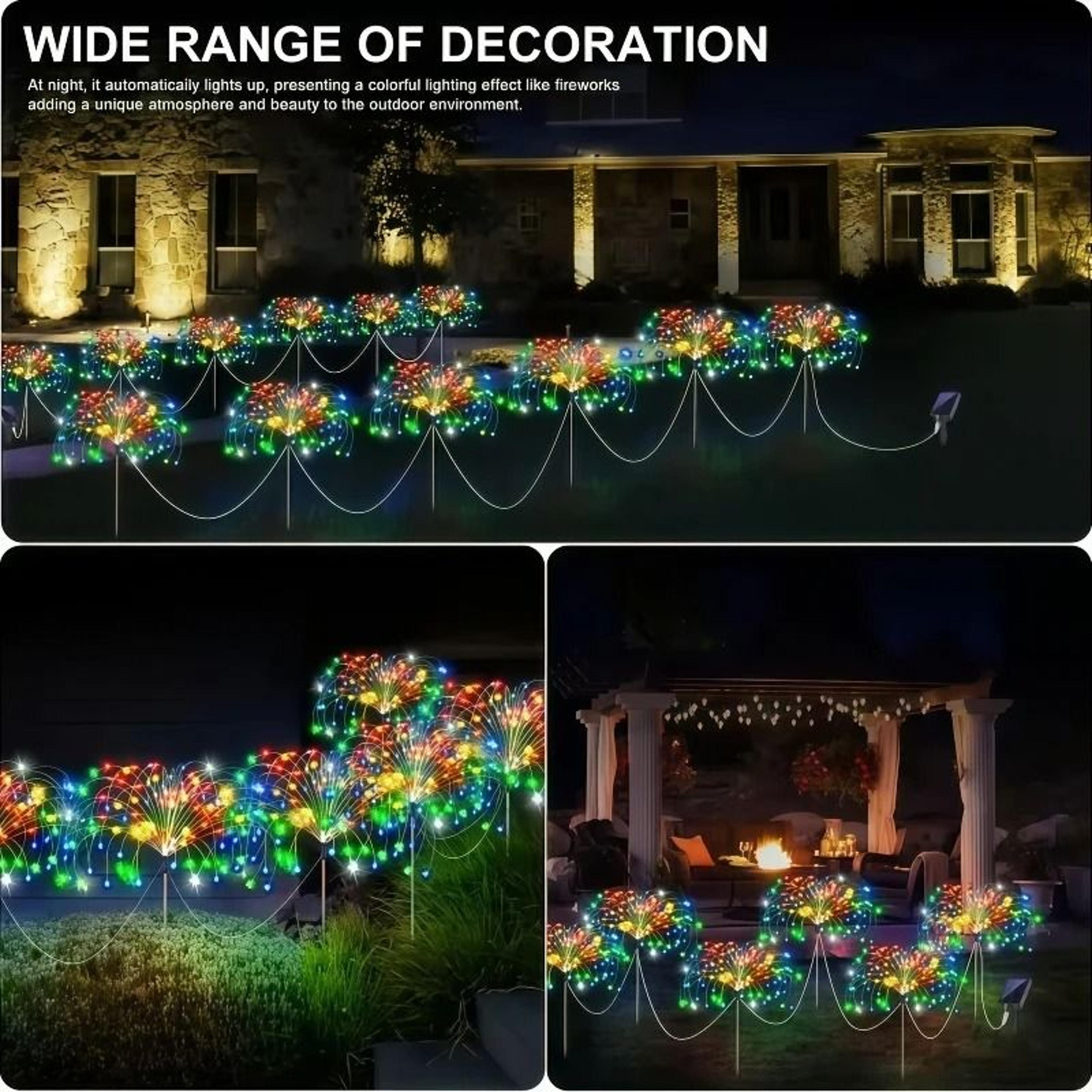 Solar Outdoor LED Firework Burst String Lights Waterproof Christmas Garden Decor 5