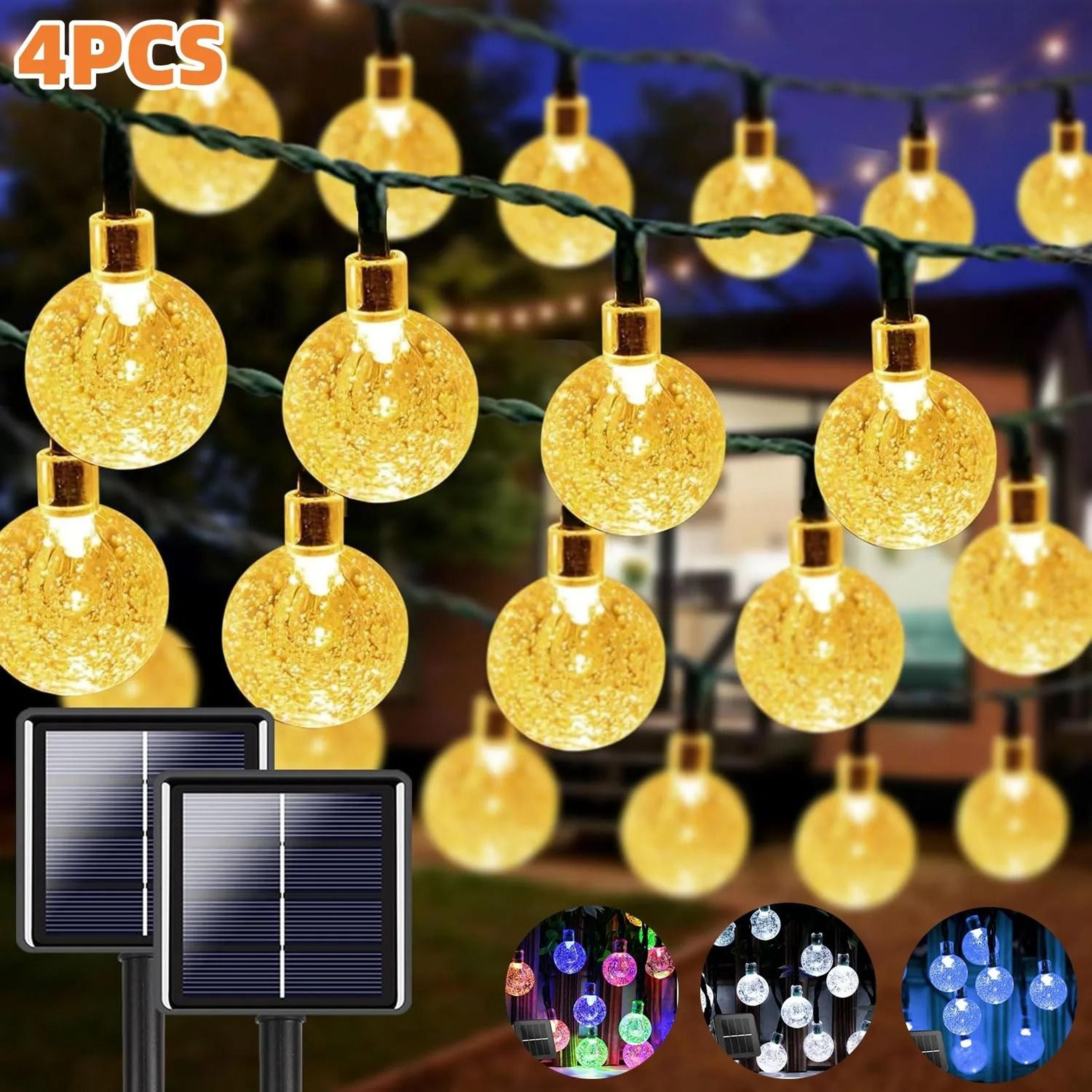 solar outdoor crystal globe led string lights 8 modes ip65 waterproof garden decor