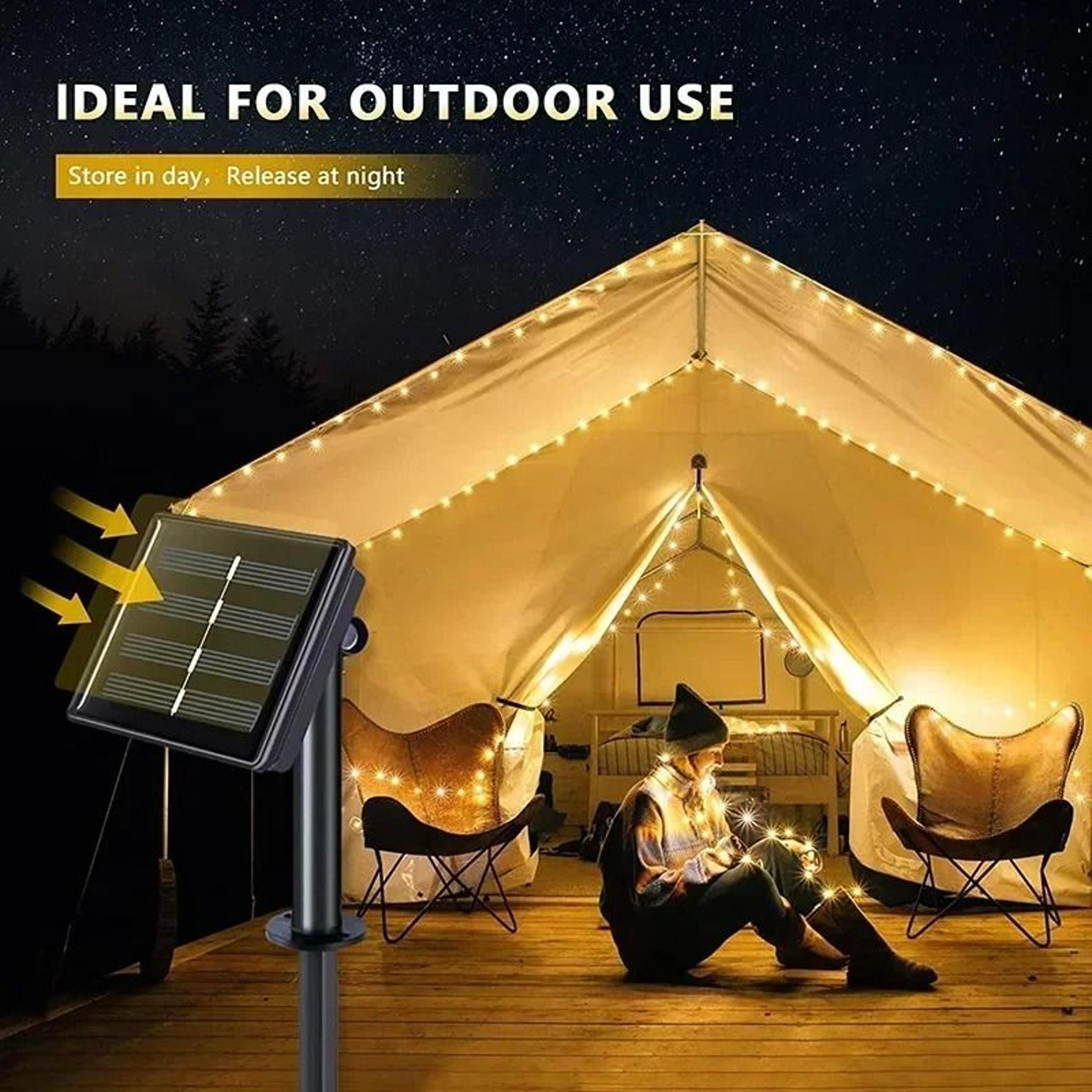 Solar Outdoor Copper Wire LED Fairy String Lights 8 Modes IP65 Waterproof Garden Decor 2
