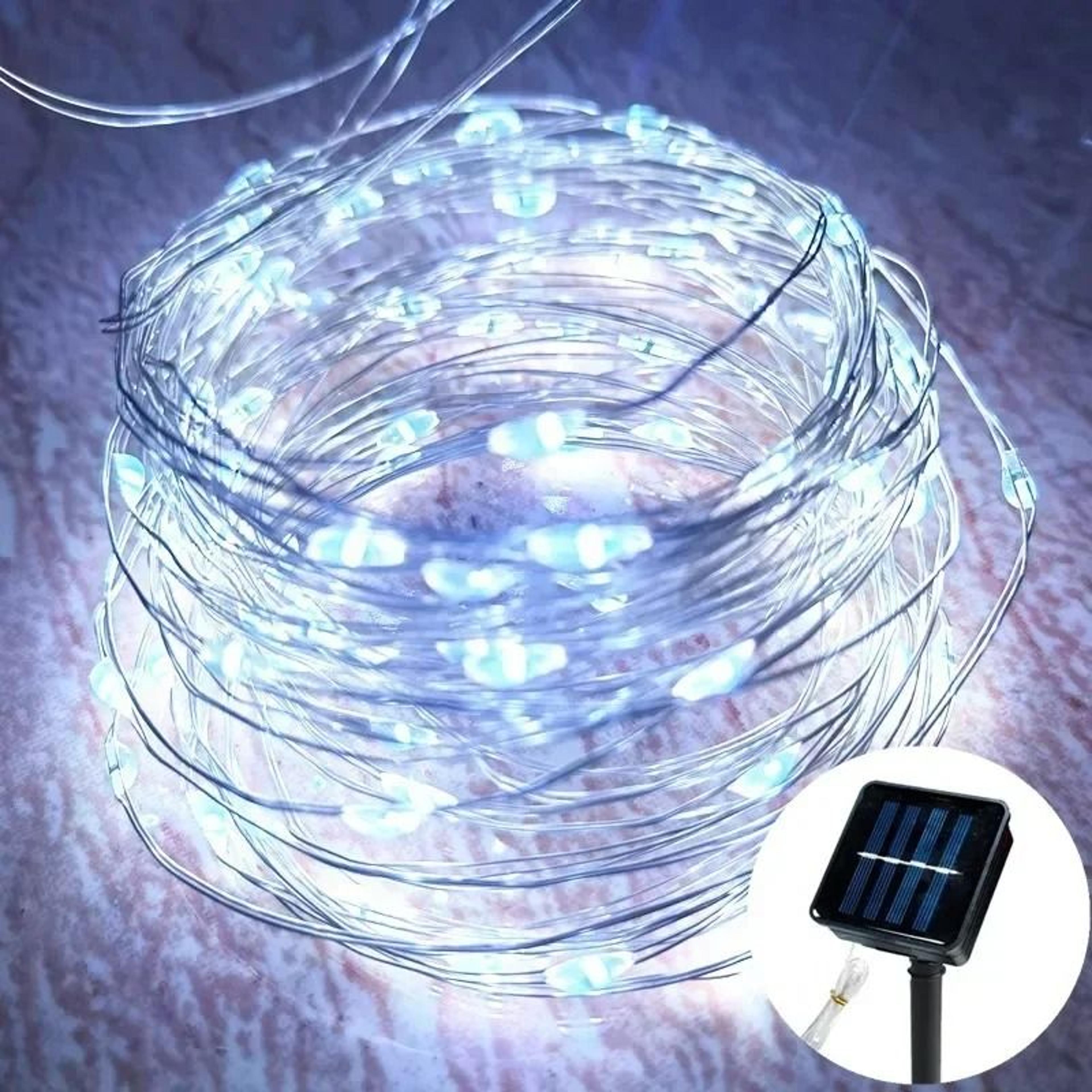 Solar Outdoor Copper Wire LED Fairy String Lights 8 Modes IP65 Waterproof Garden Decor 8