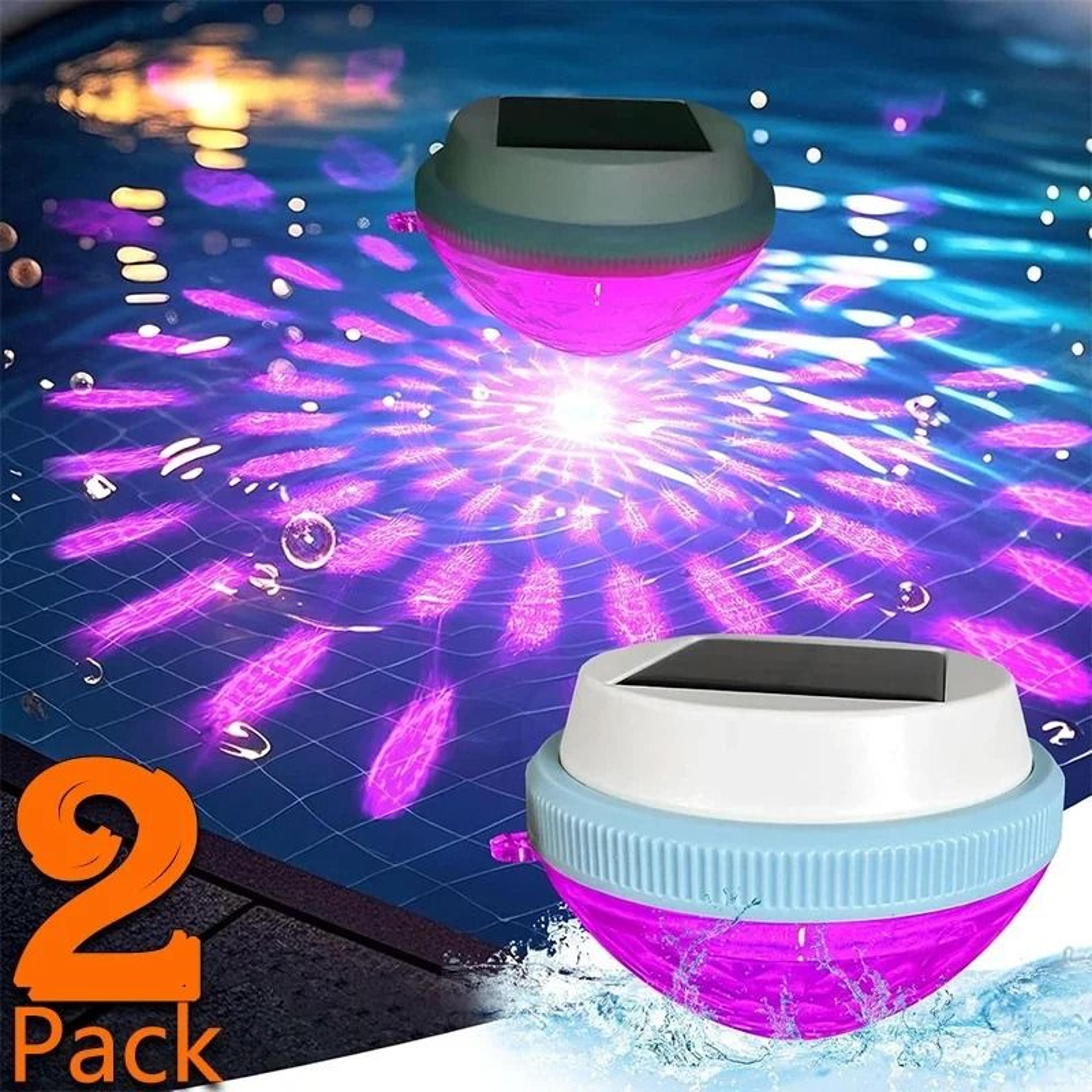 1-2pack solar floating rgb pool lights waterproof pond & yard landscape decor