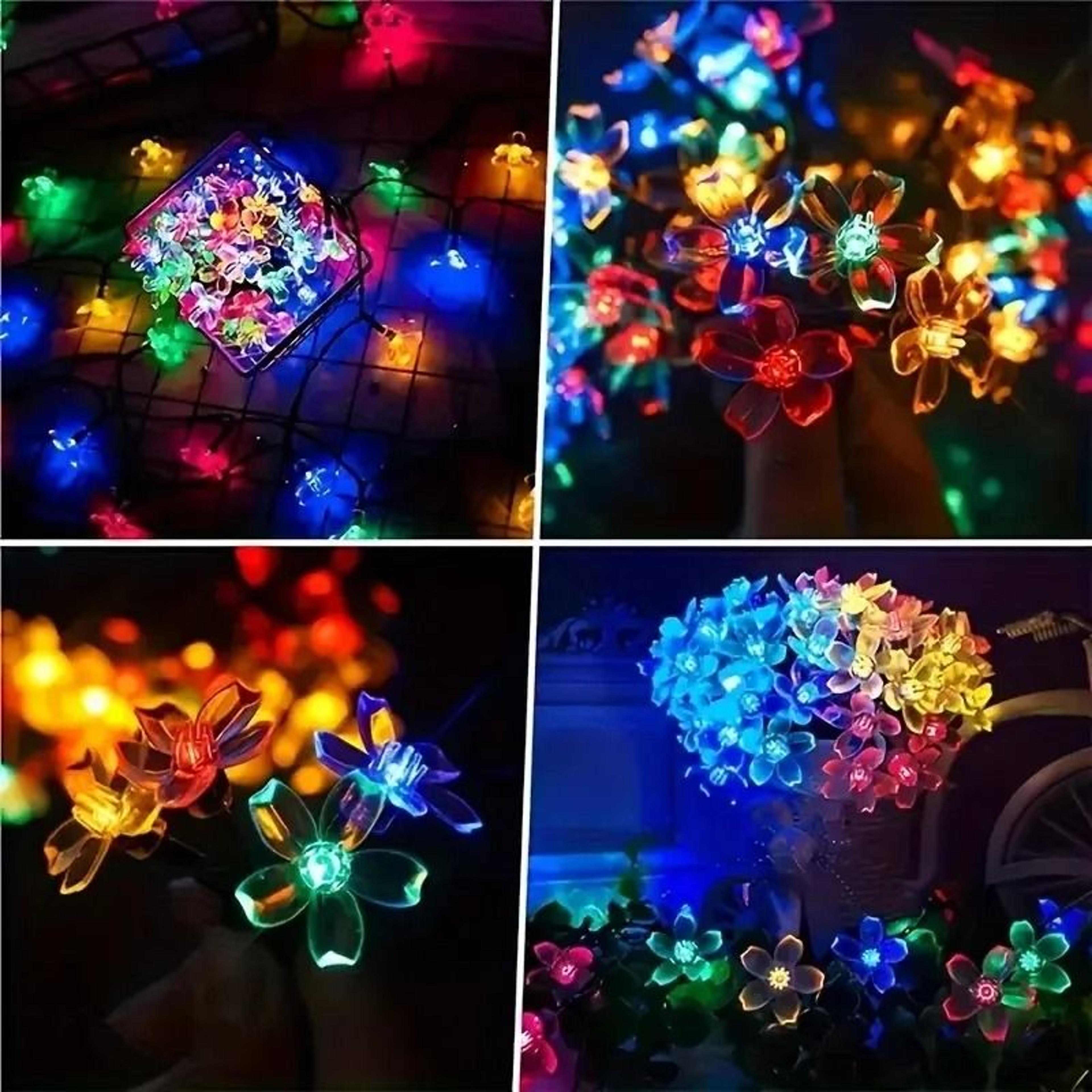 Solar Outdoor Cherry Blossom LED String Lights 8 Modes IP65 Waterproof Garden Decor 3