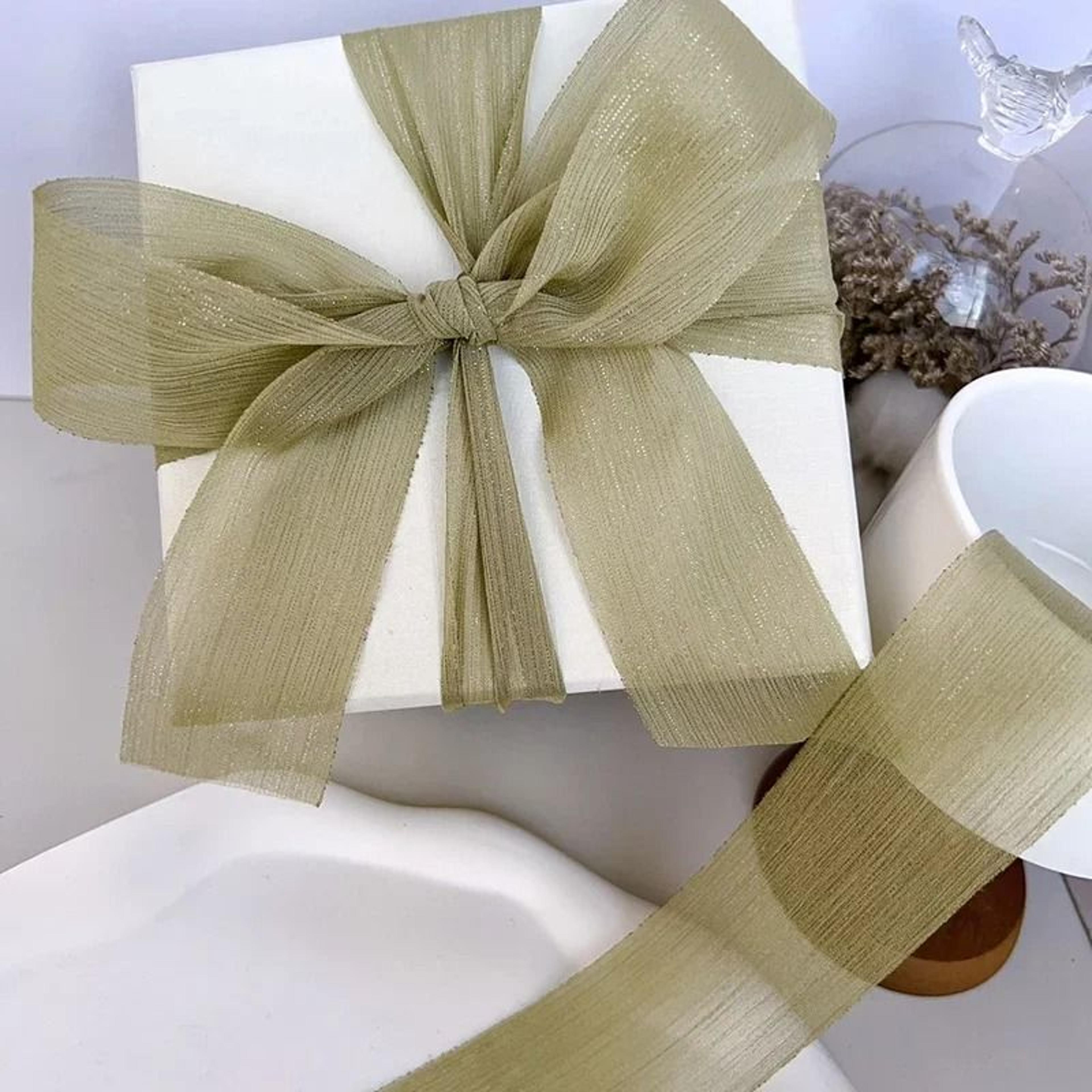 Silver Sparkling Yarn Ribbon Chiffon Wrinkle Mesh Gift Packaging Flower Decor 5 Meters 17