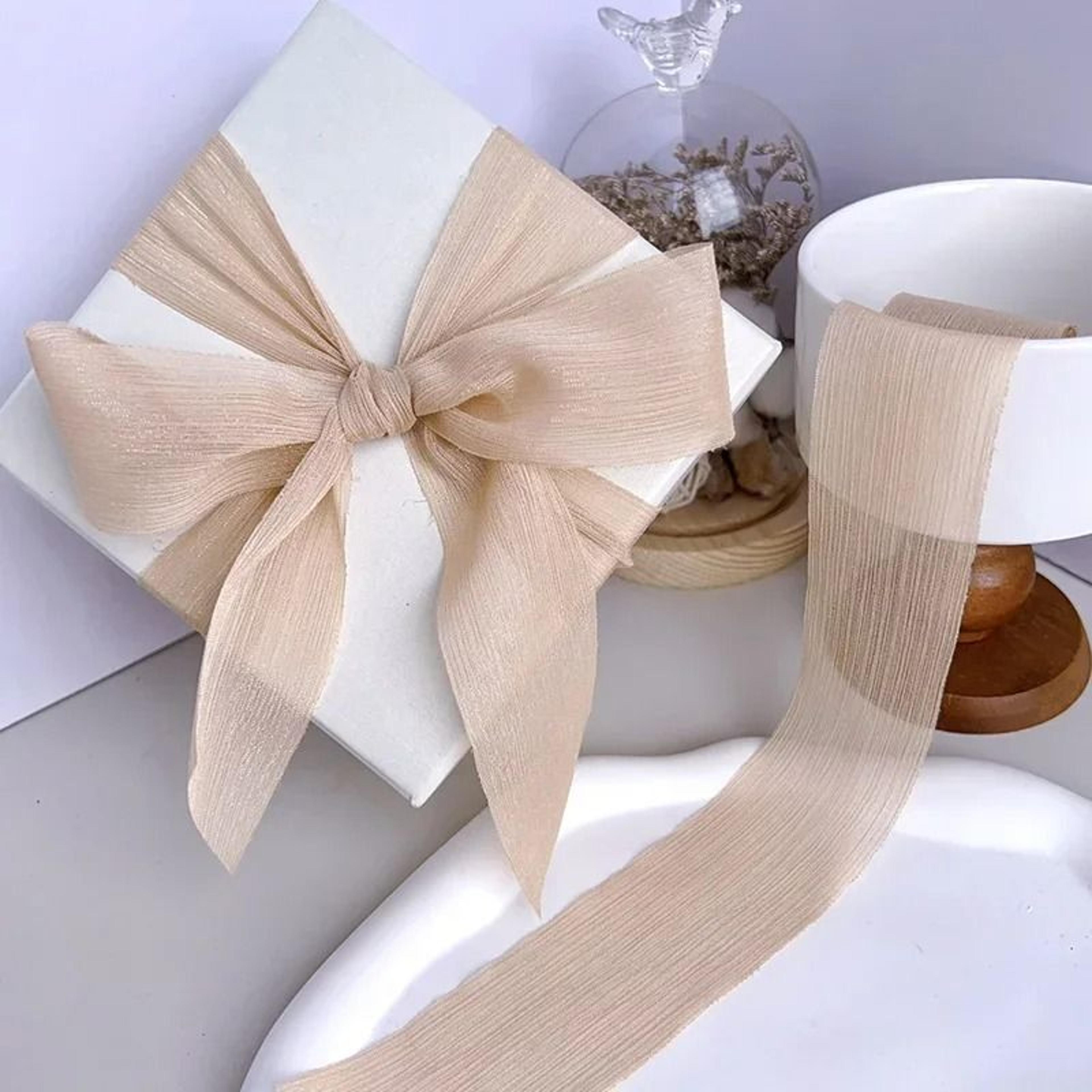 Silver Sparkling Yarn Ribbon Chiffon Wrinkle Mesh Gift Packaging Flower Decor 5 Meters 29