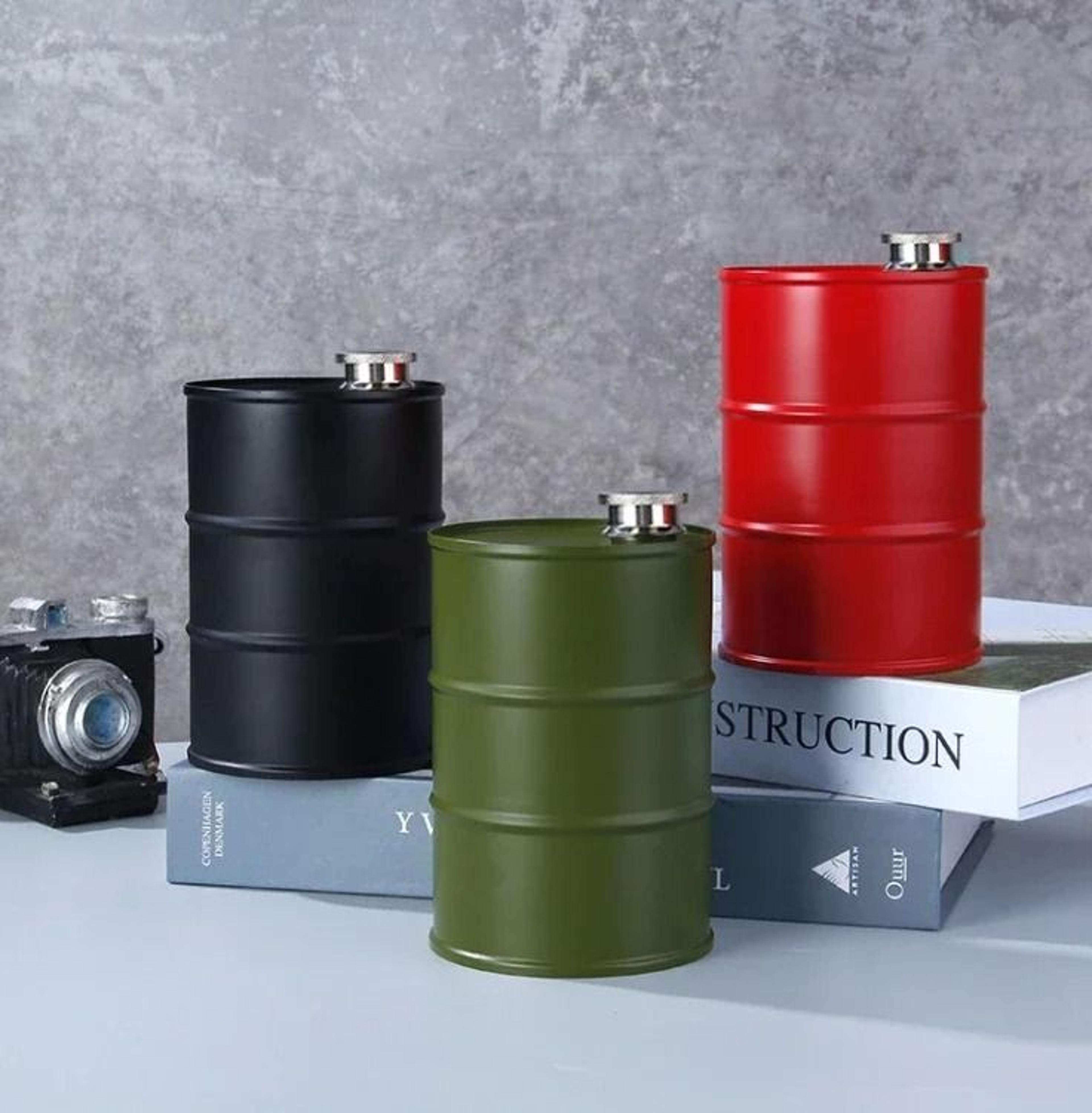 25oz Oil Drum Stainless Steel Hip Flask Portable Whisky Liquor Bottle 2